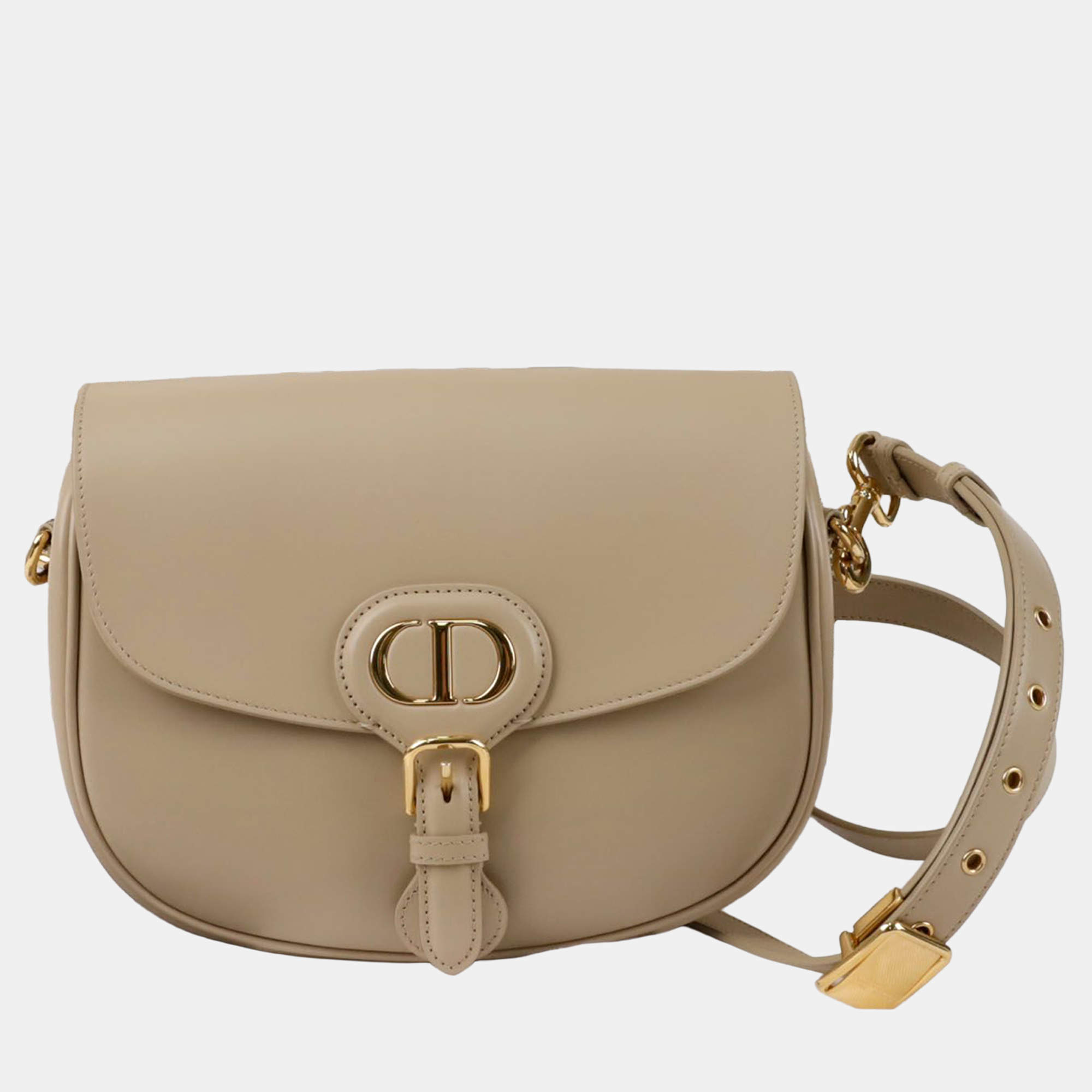 Pre Owned Dior Bobby Medium Beige Leather Shoulder Bag