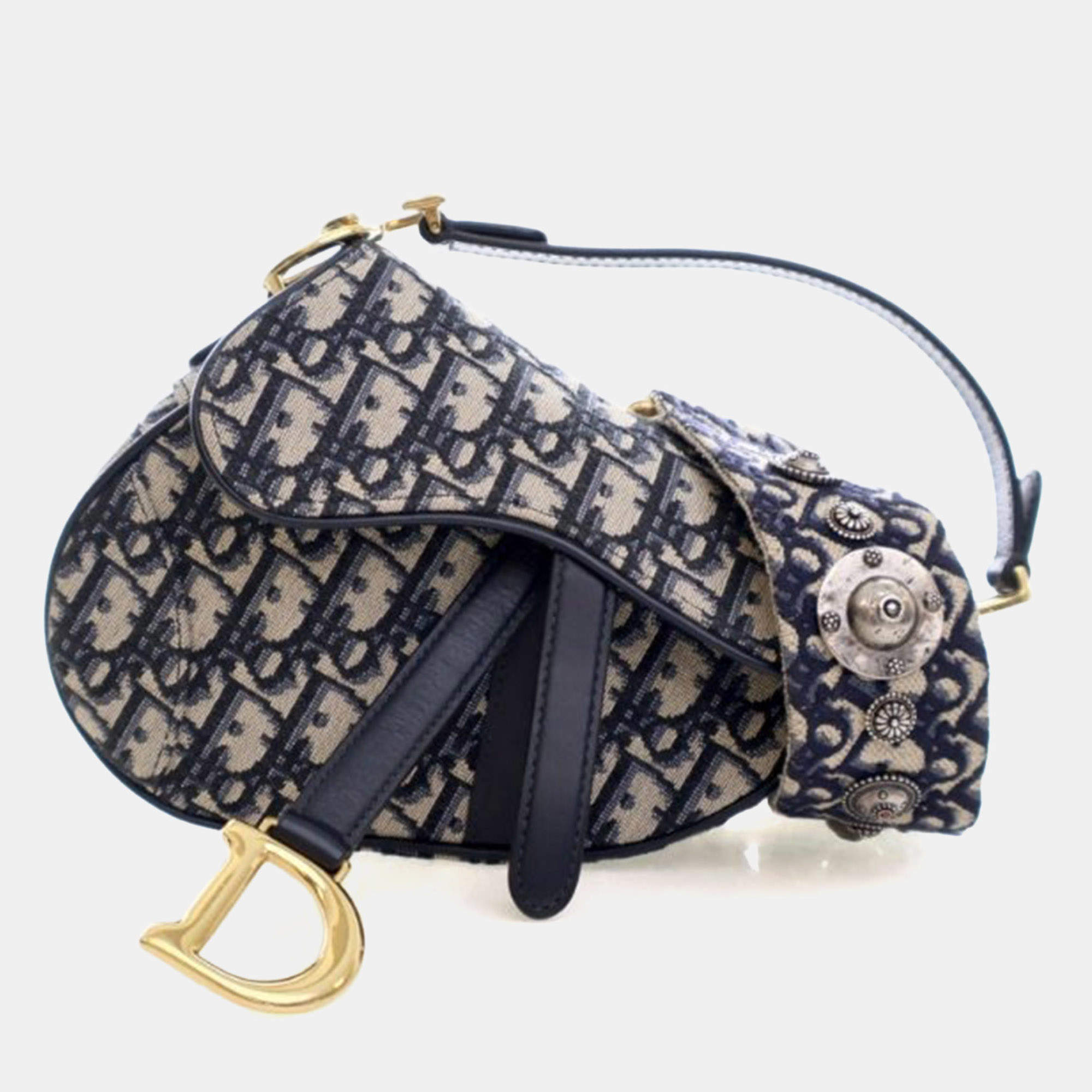 Pre Owned Christian Dior Mini Oblique Saddle Bag