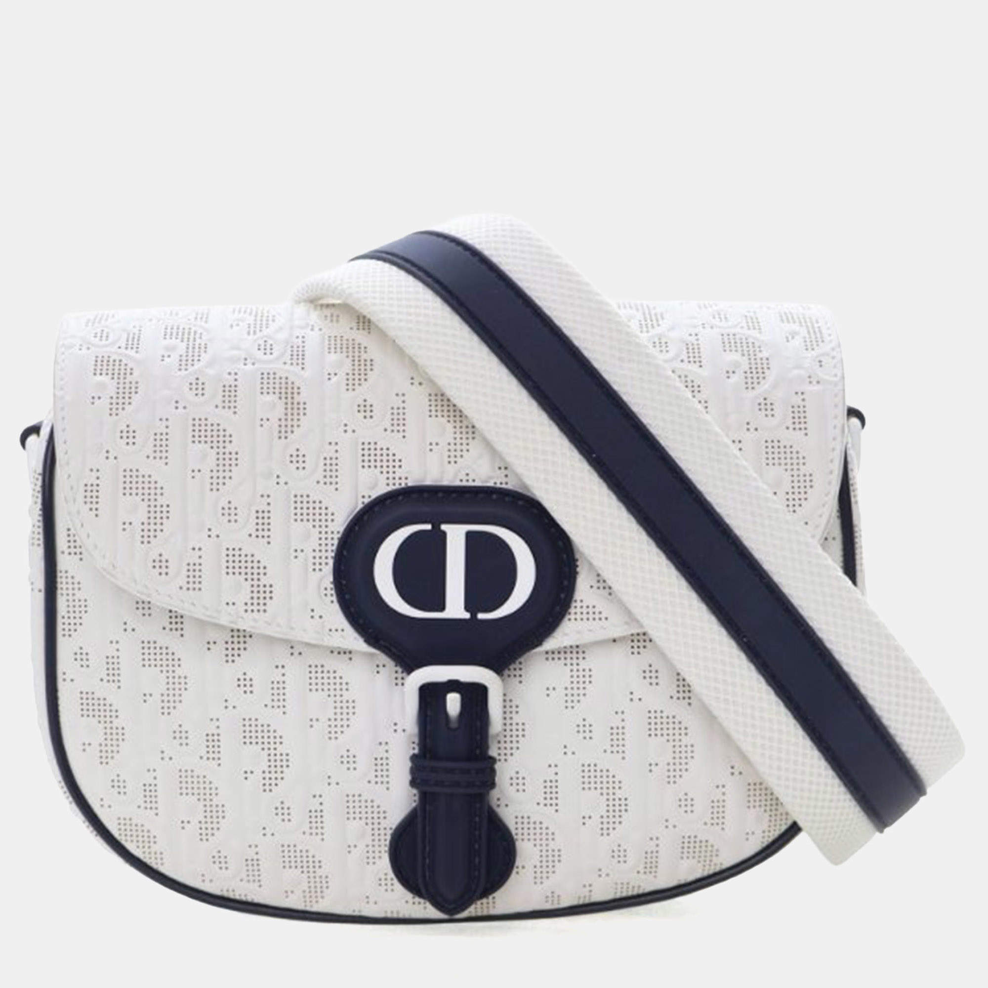 Pre Owned Christian Dior Medium White Calfskin Bobby