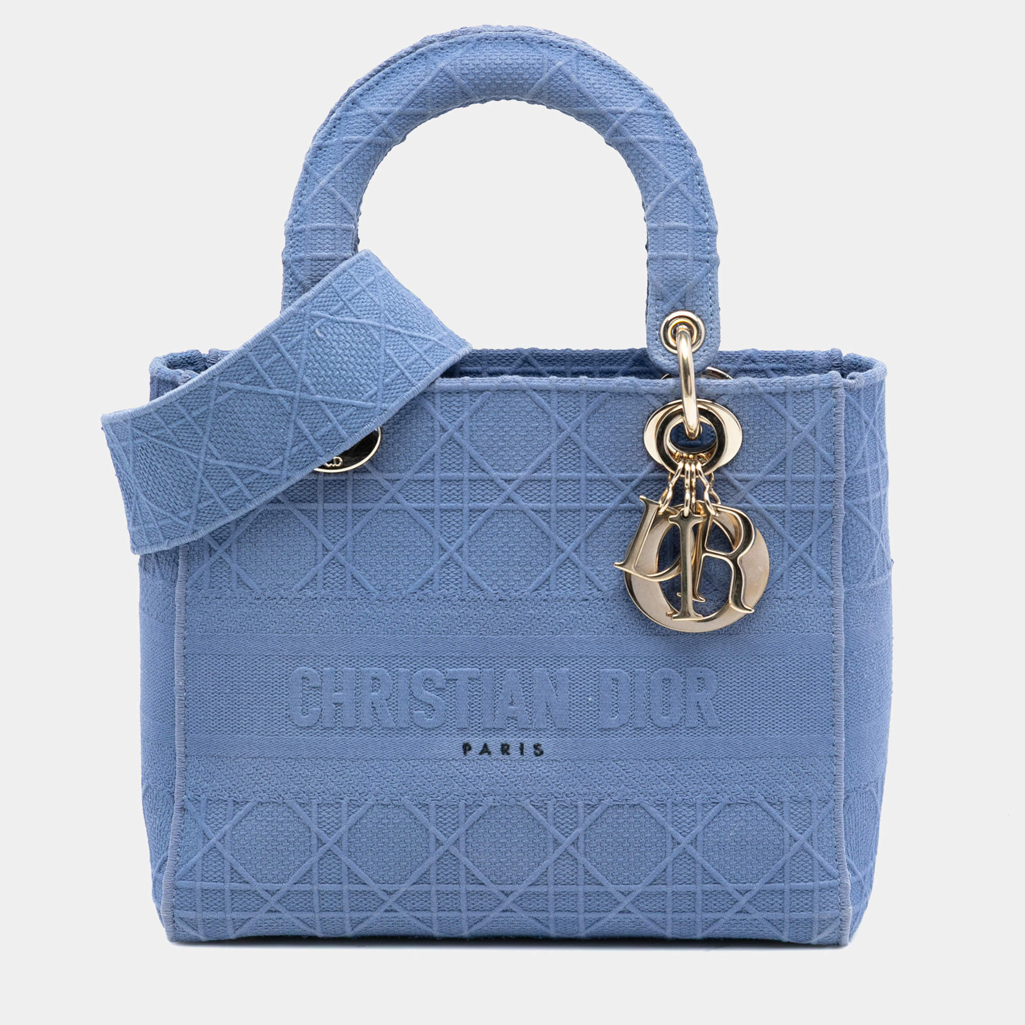 مملوكة مسبقًا Dior Blue Medium Canvas Cannage Lady D Lite