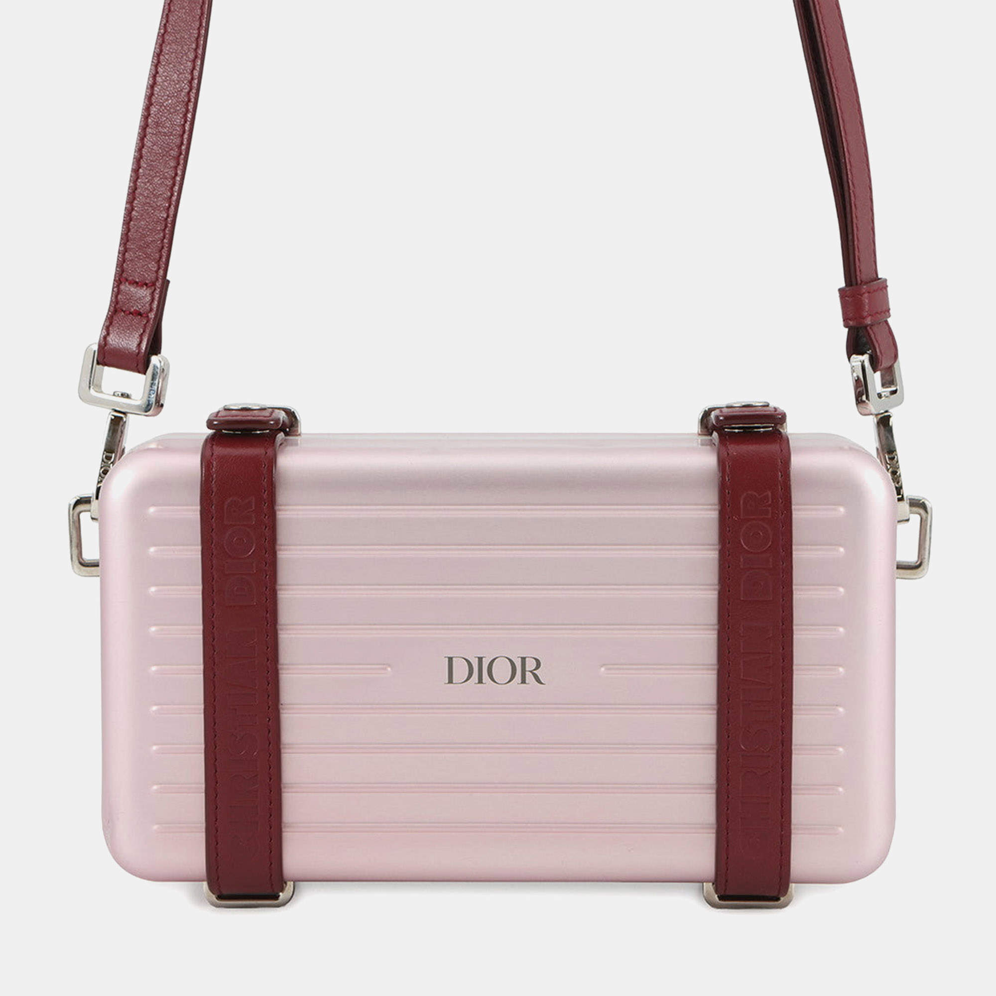 Pre Owned Dior Rimowa Collaboration Personal Clutch Bag Pink Aluminium Leather