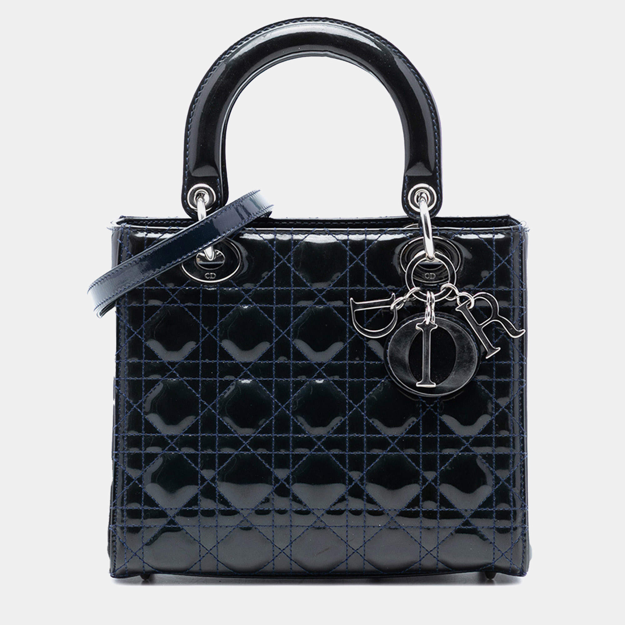 Pre Owned حقيبة ليدي ديور كاناج براءة زرقاء متوسطة من ديور