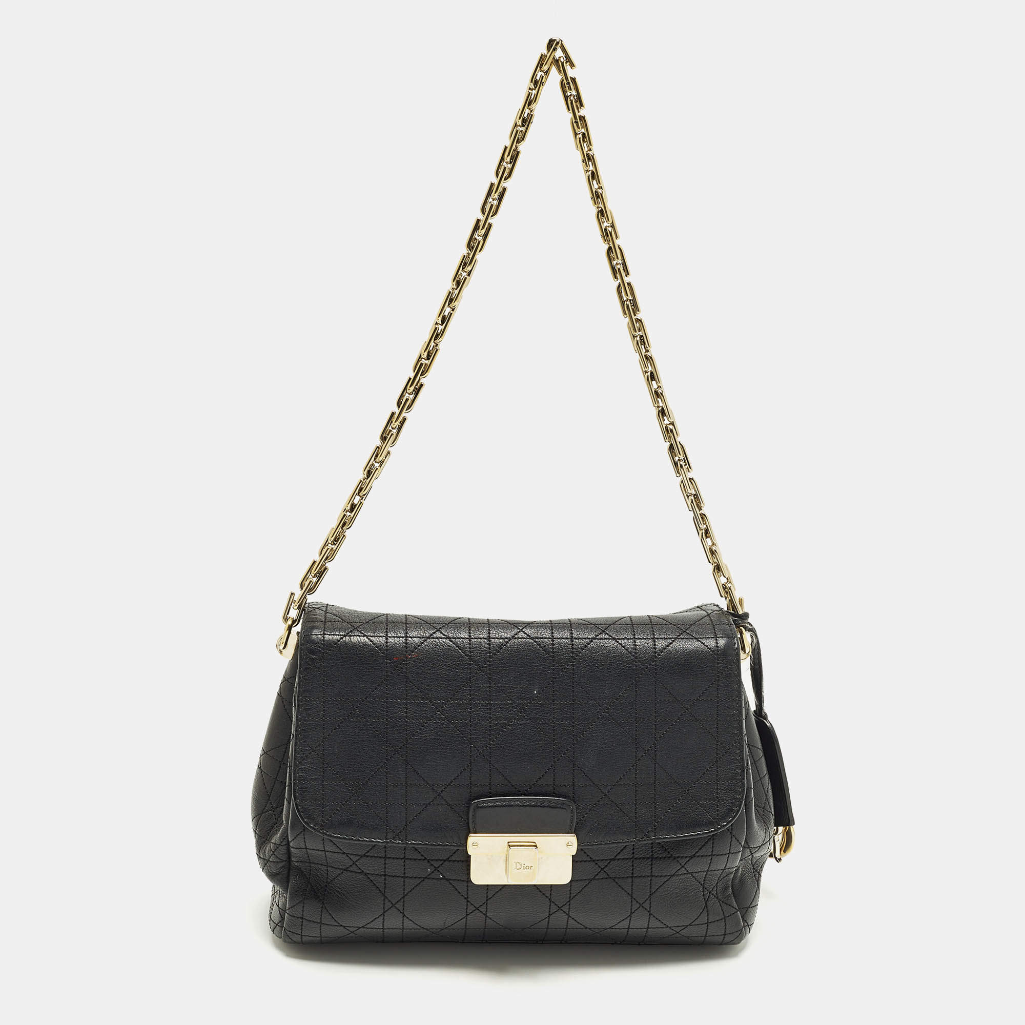مملوكة مسبقًا Dior Diorling Small Black Leather Shoulder Bag