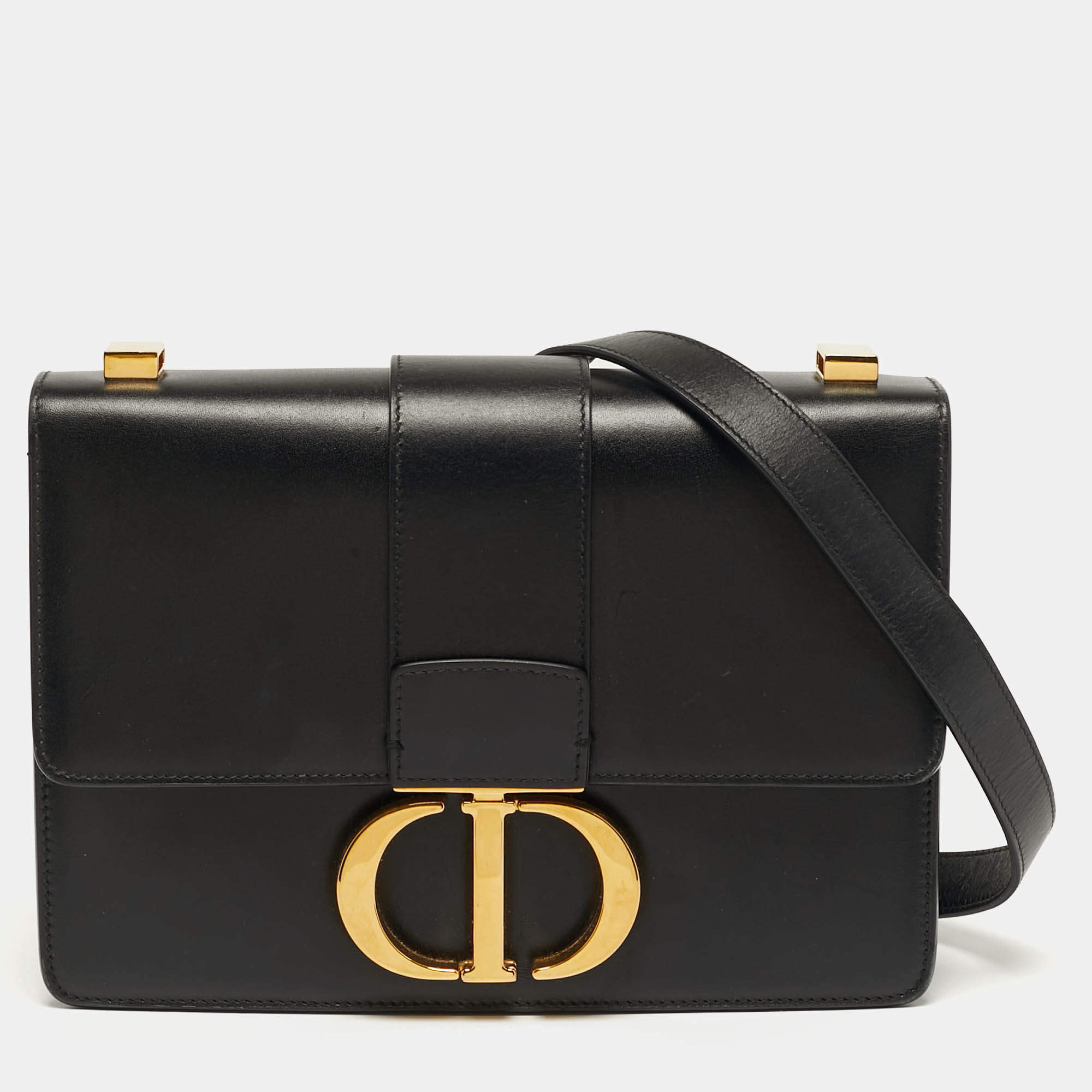 مملوكة مسبقًا Dior 30 Montaigne Black Leather Shoulder Bag