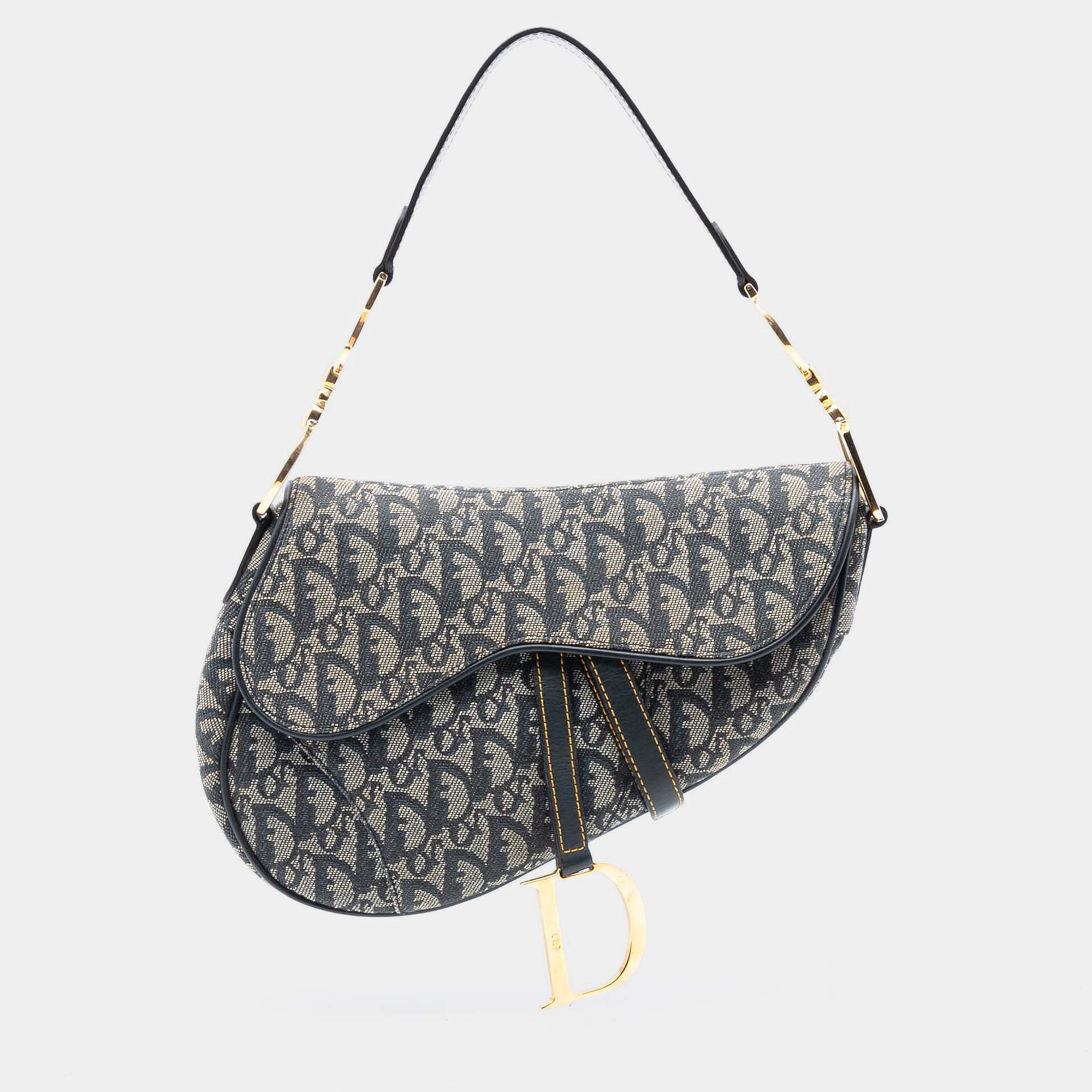 Pre Owned حقيبة سرج ديور قماش ديوريسيمو أزرق