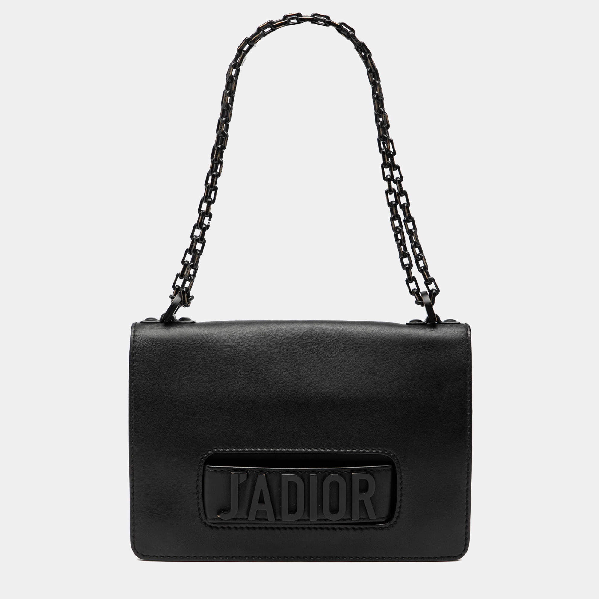 Pre Owned Dior Black Ultra Matte Calfskin JAdior Chain Flap