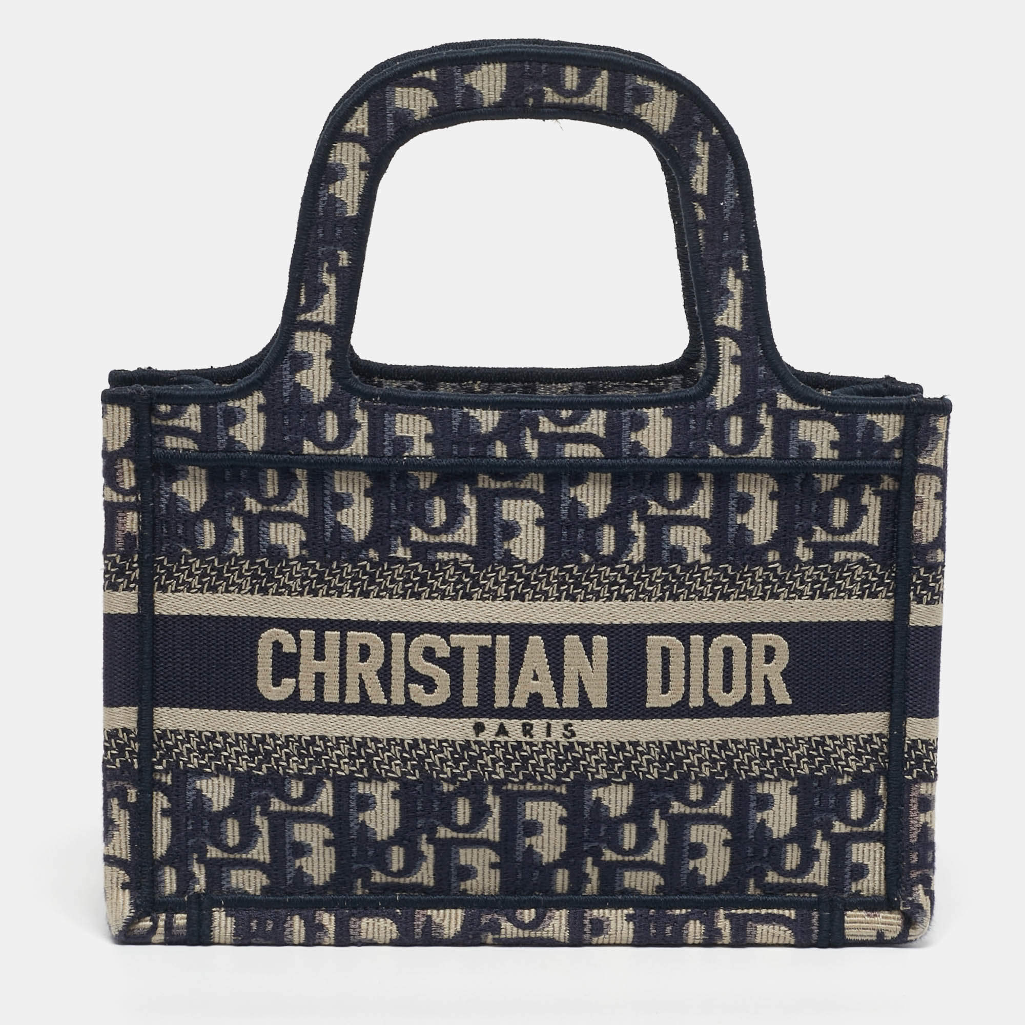 مملوكة مسبقًا Dior Book Mini Navy Blue Oblique Canvas Tote