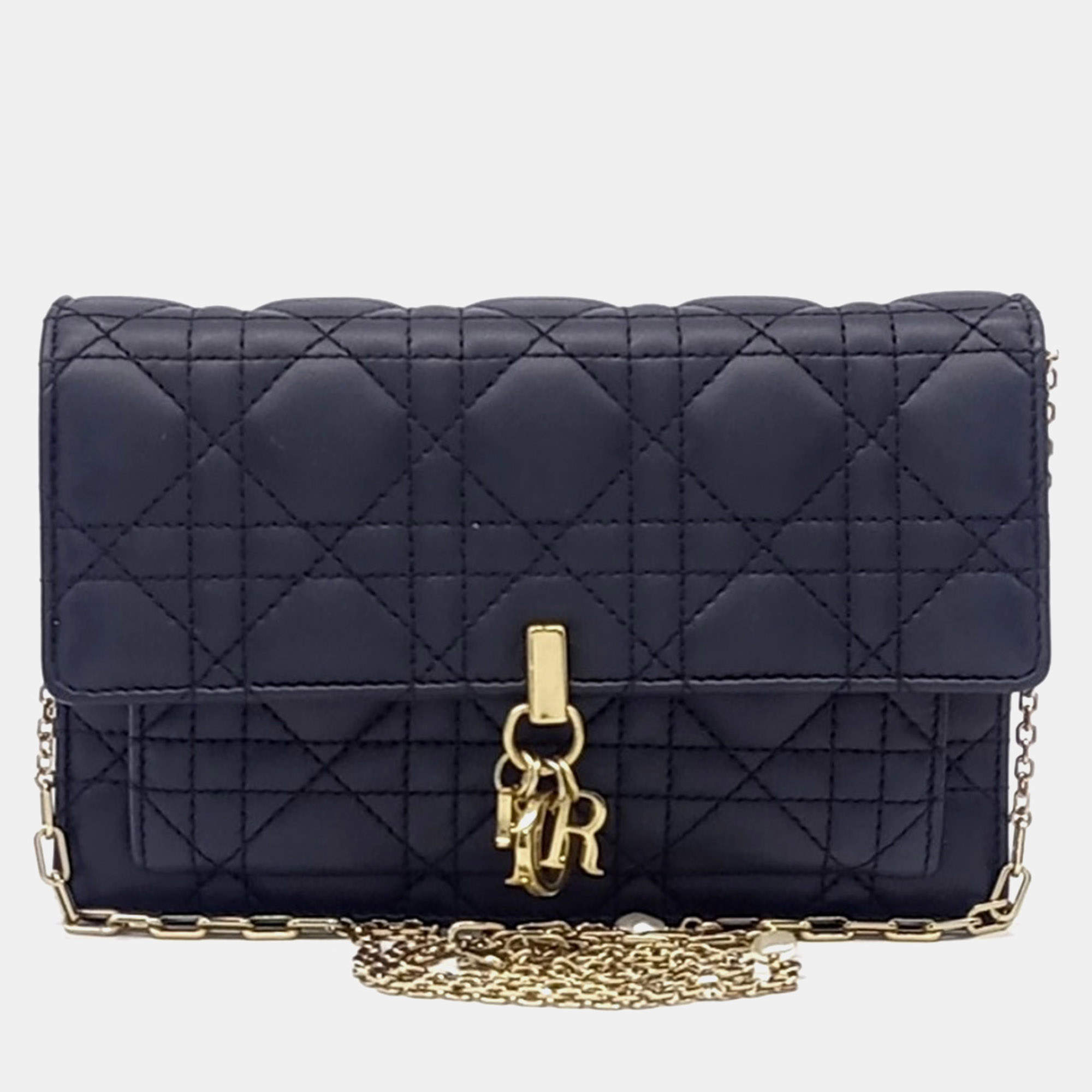 Pre Owned Dior Black Leather Miss Dior Chain Pouch S0937ONMJ