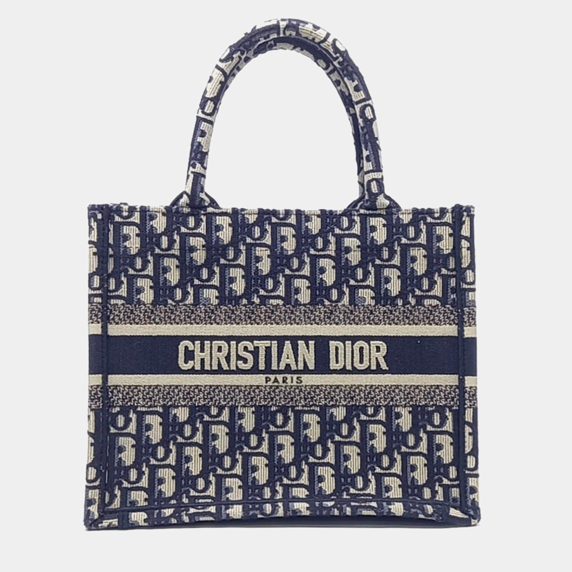 مملوكة مسبقًا Dior Blue Canvas Oblique Book Tote Bag 26