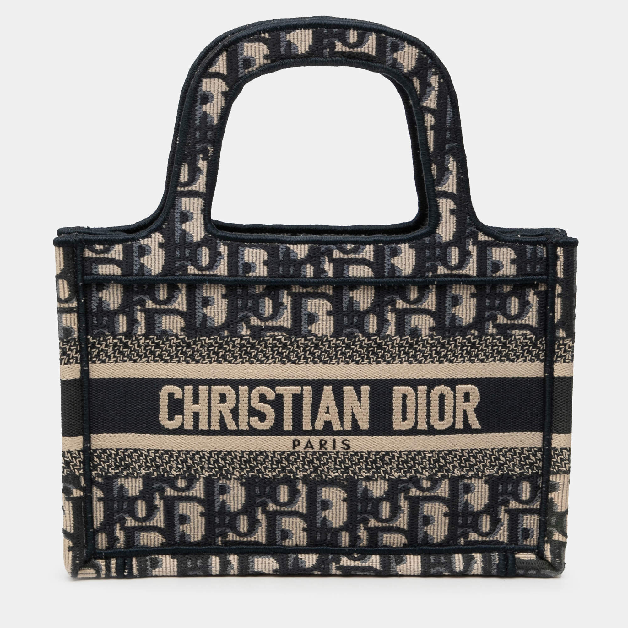 Pre Owned حقيبة ديور بوك توت صغيرة قماش أزرق مائل