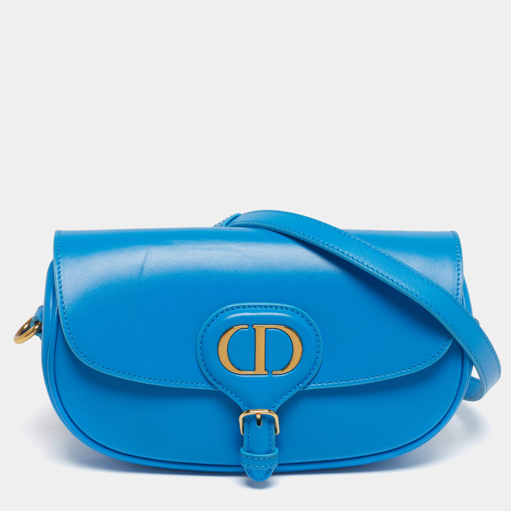 مملوكة مسبقًا Dior Bobby East-West Blue Leather Shoulder Bag