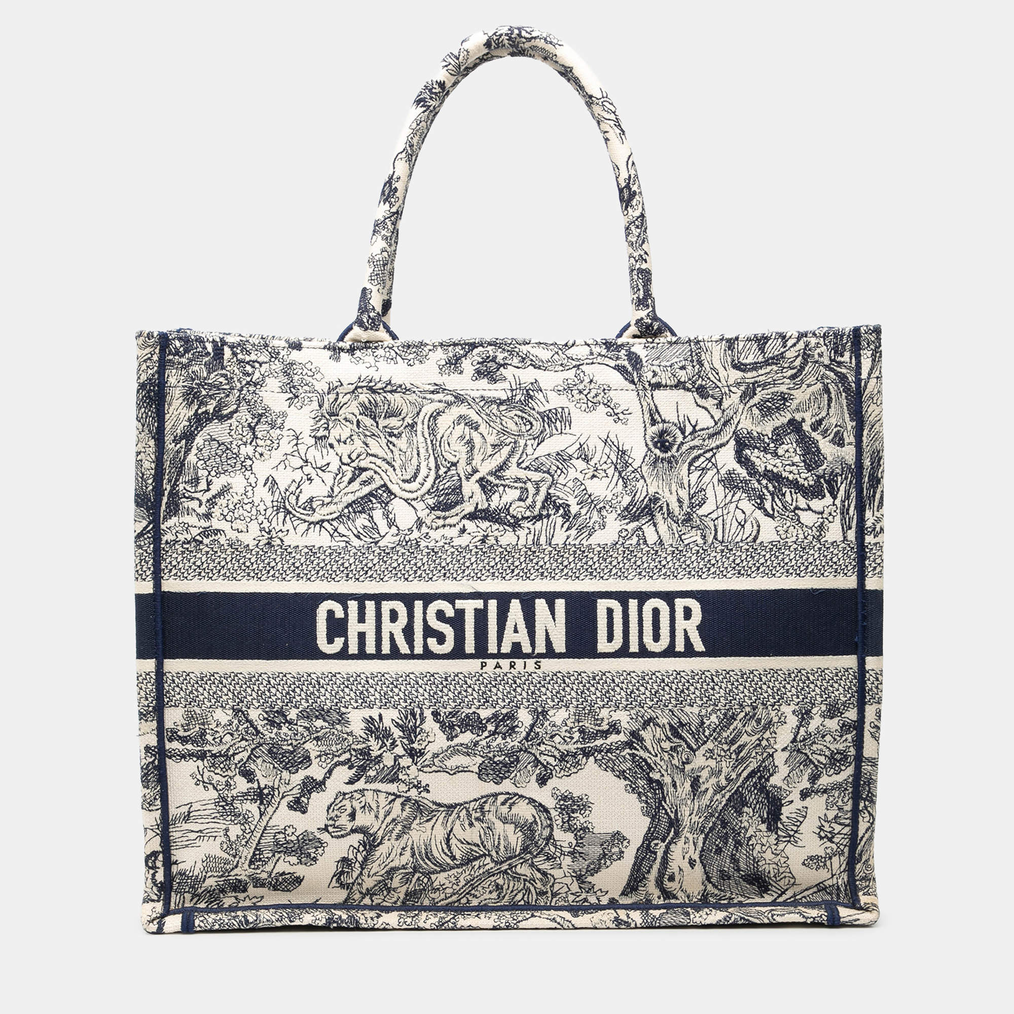 مملوكة مسبقًا Dior Blue Large Canvas Embroidered Dioriviera Toile De Jouy Book Tote