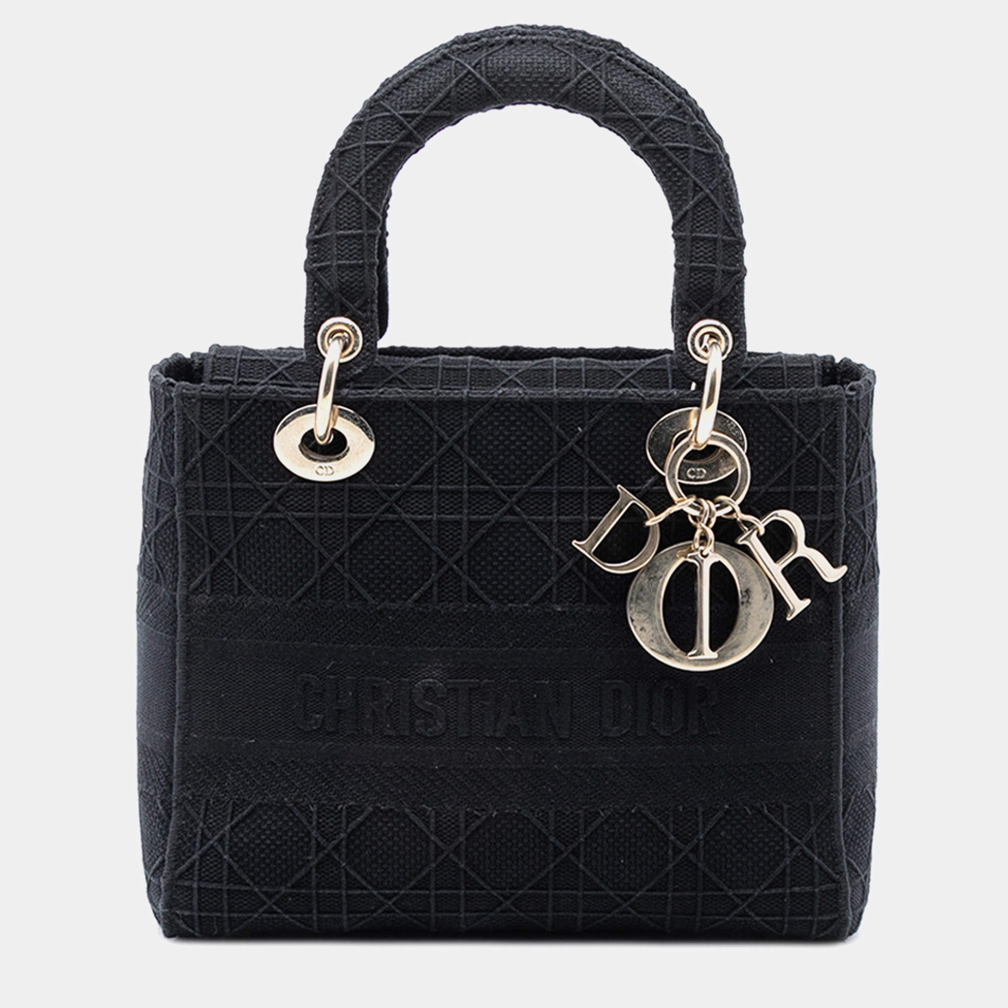 Pre Owned حقيبة ديور ليدي دي لايت قماش كاناج أسود متوسط