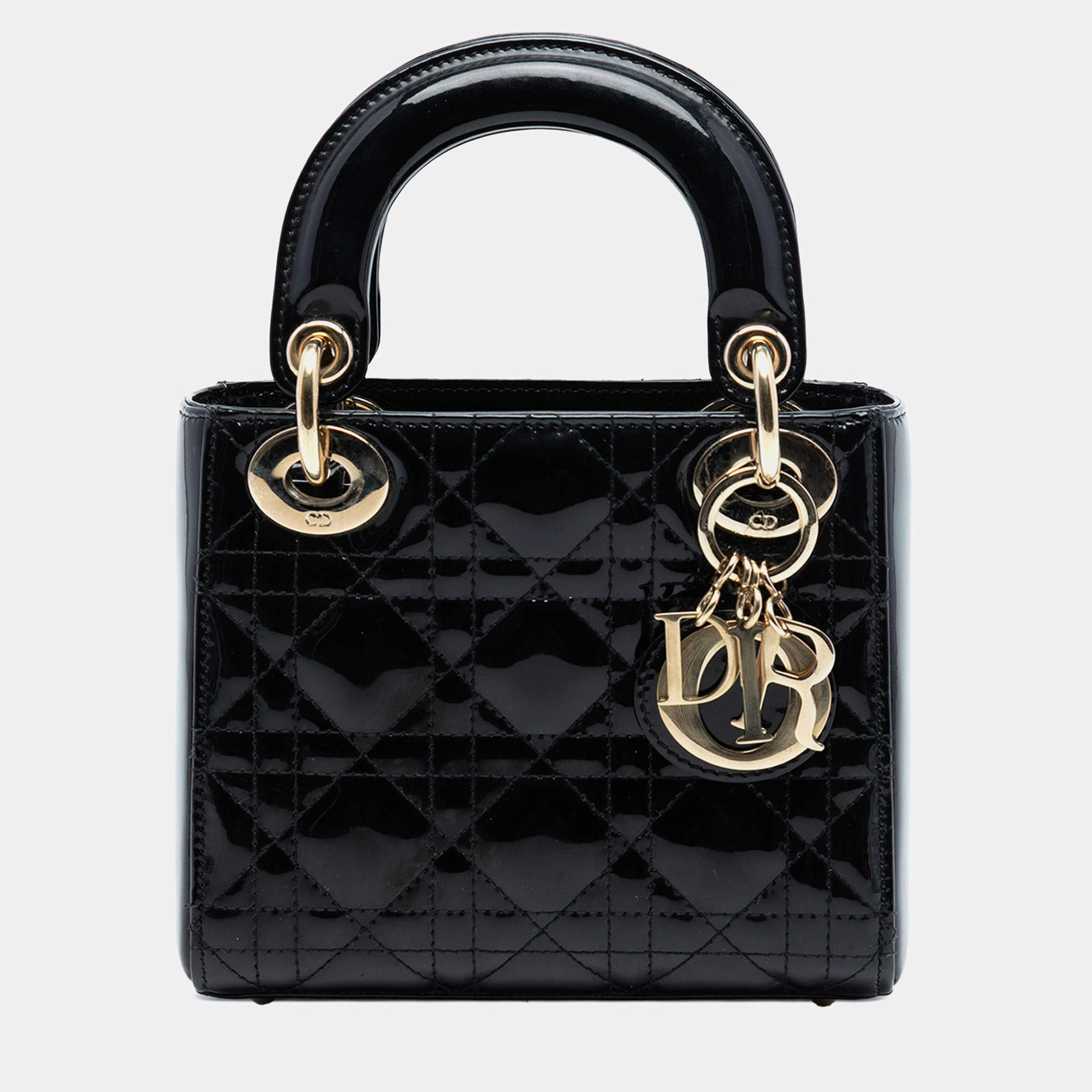 مملوكة مسبقًا Dior Black Mini Patent Cannage Lady Dior