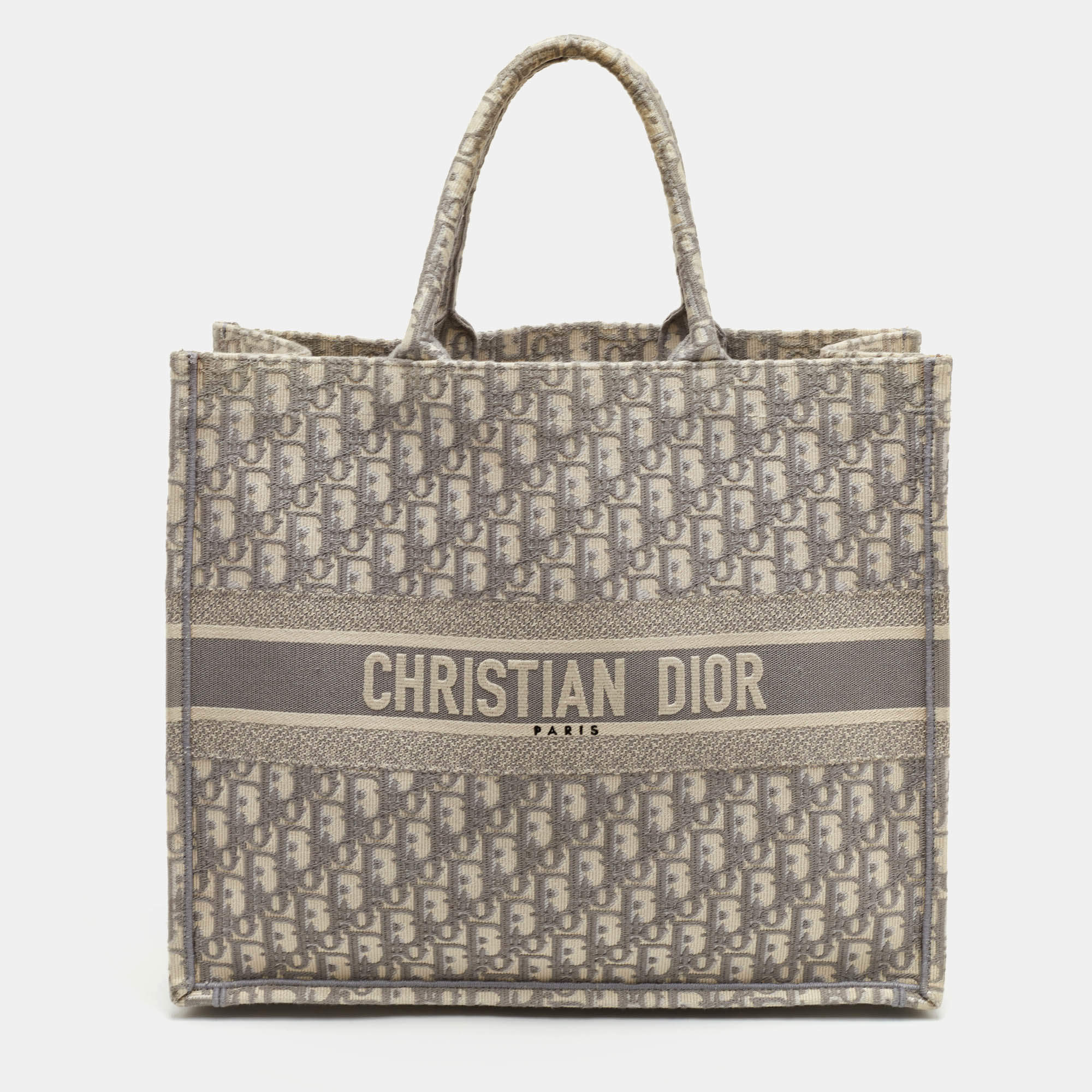 Pre Owned Dior Grey Oblique Canvas Large Book Tote