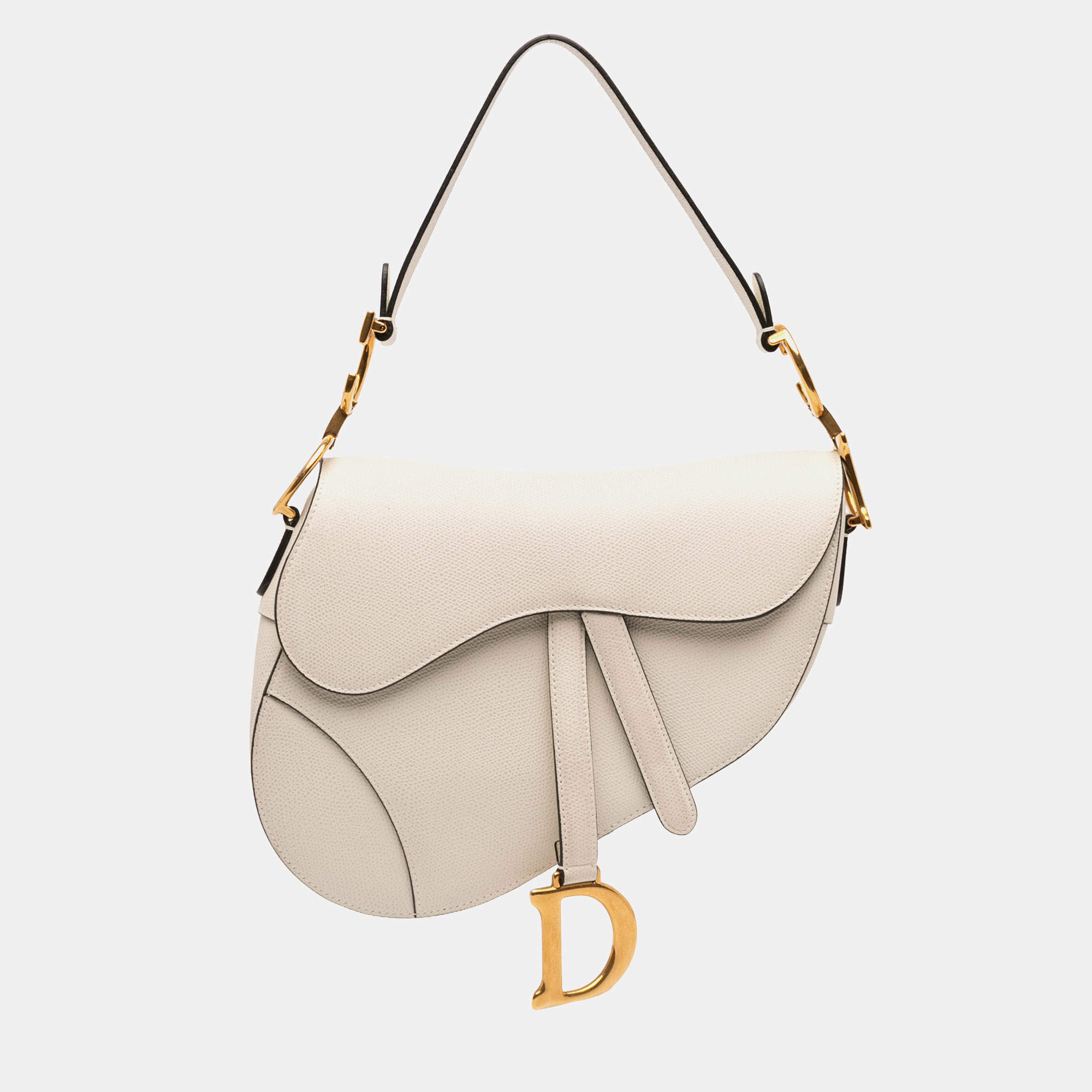 مملوكة مسبقًا Dior White Grained Calfskin Saddle Bag