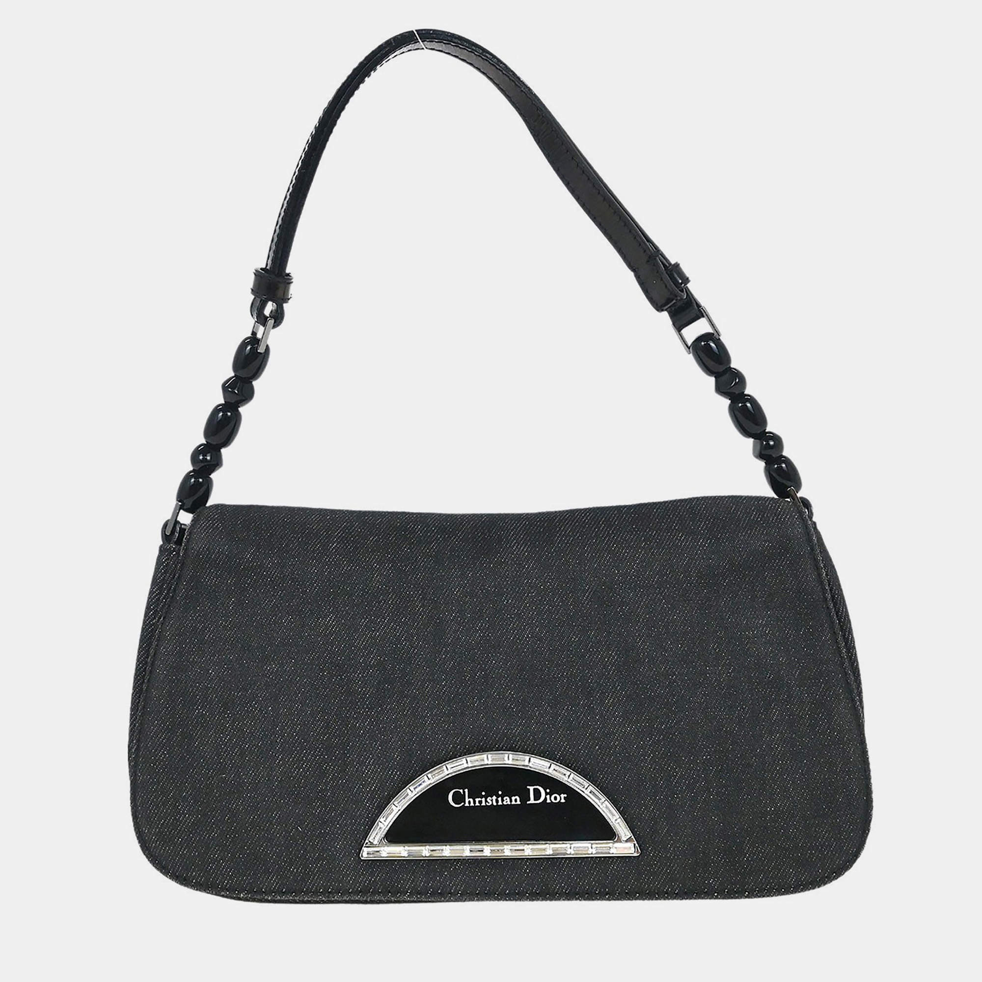 Pre Owned Christian Dior Black Denim Malice Handbag