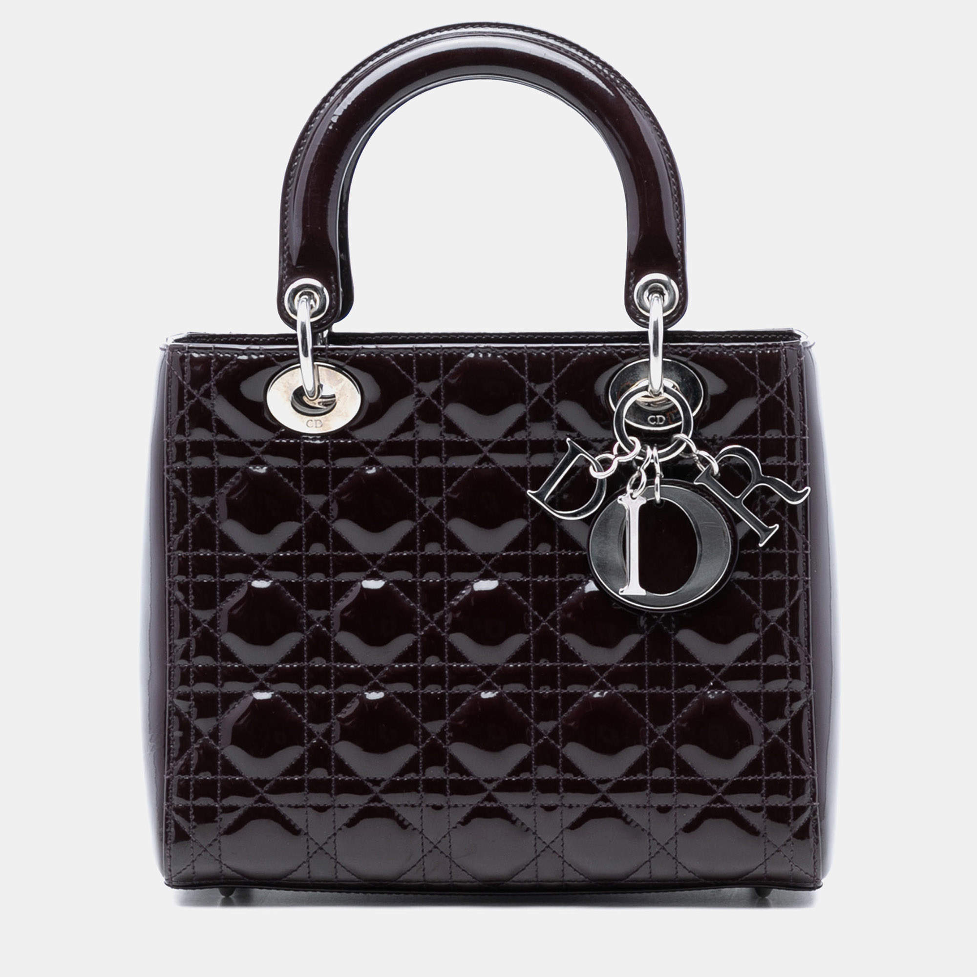 Pre Owned حقيبة ديور ليدي ديور حمراء متوسطة بطلاء كاناج