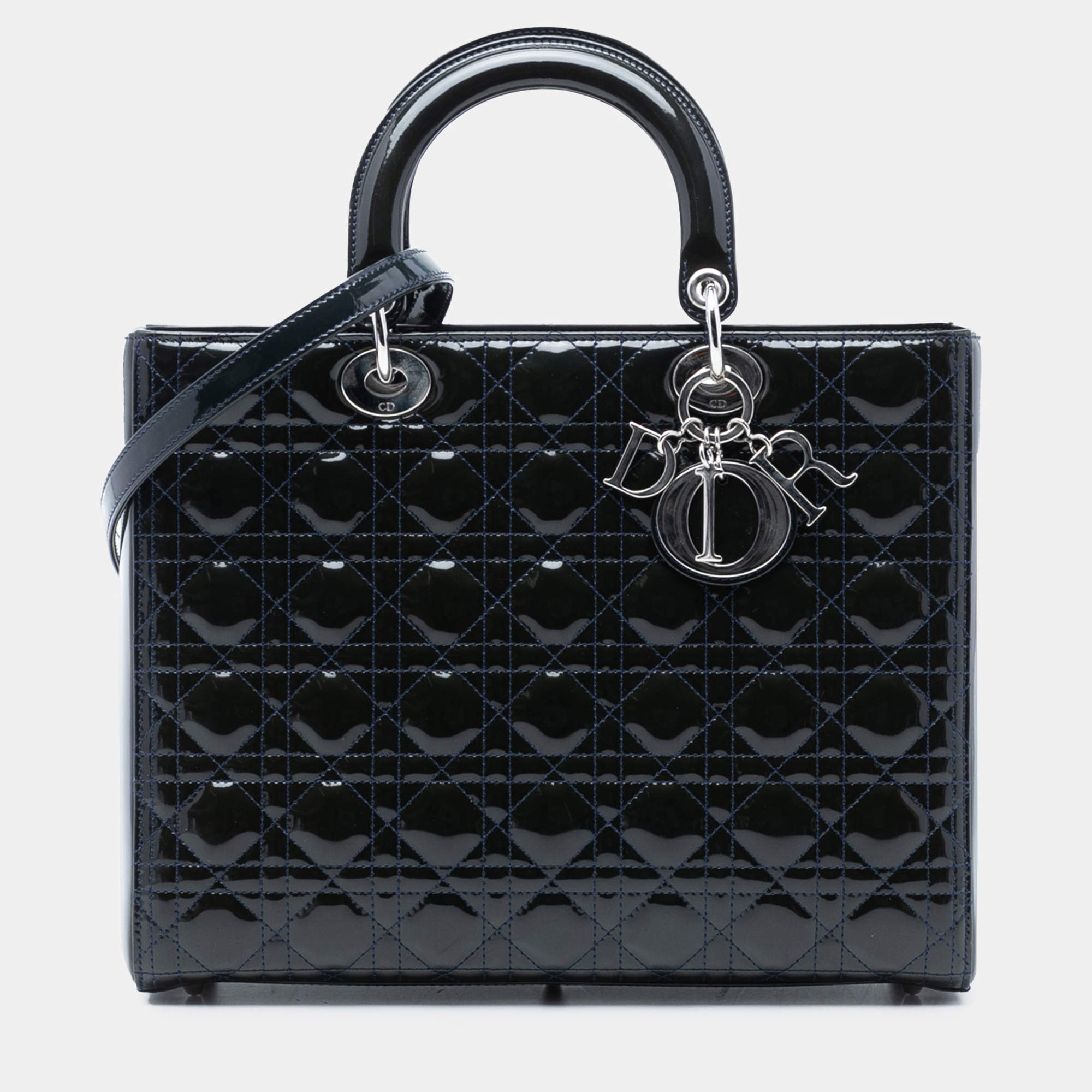 Pre Owned حقيبة ديور ليدي ديور كاناج براءات زرقاء كبيرة