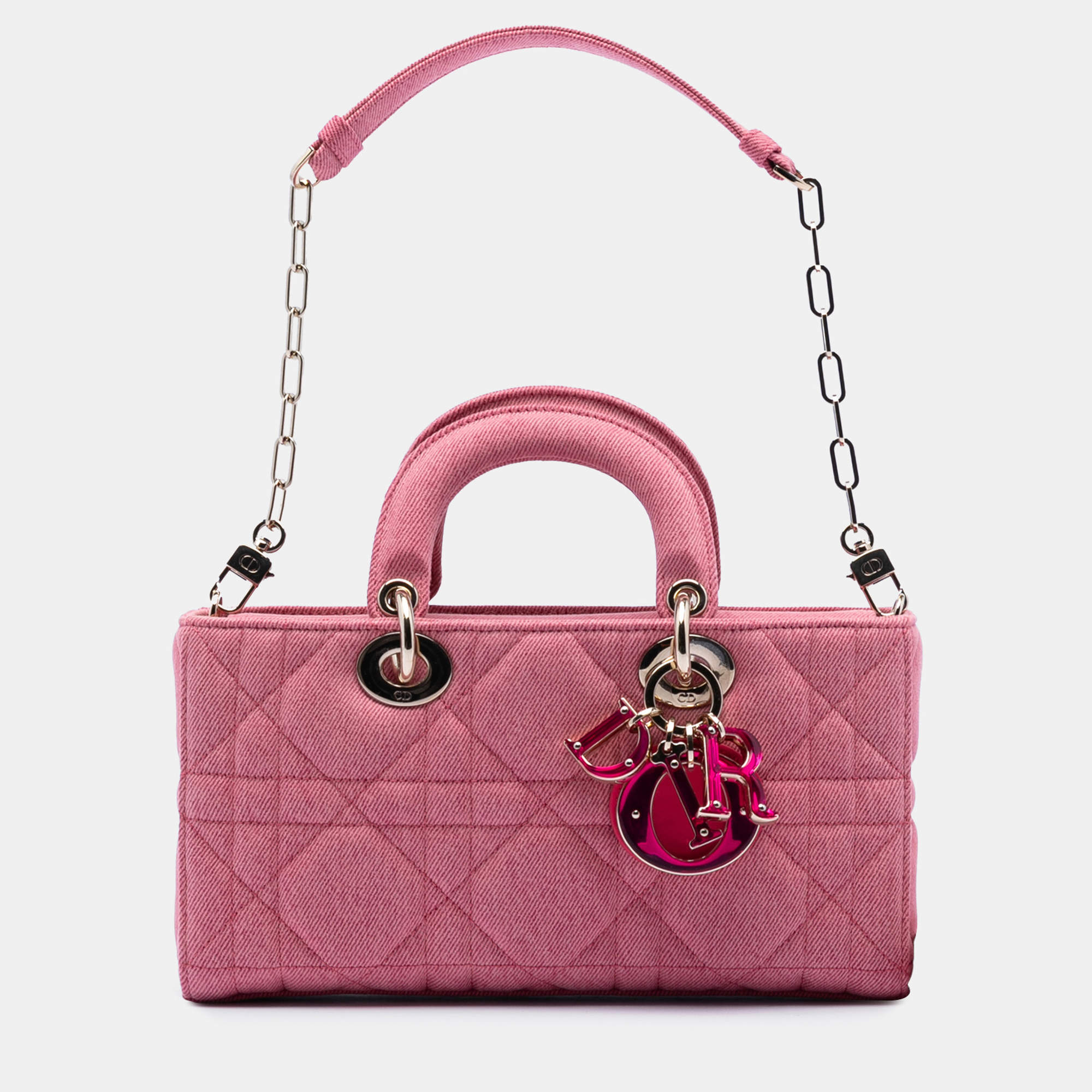 Pre Owned Dior Pink Medium Denim Macrocannage Lady D Joy