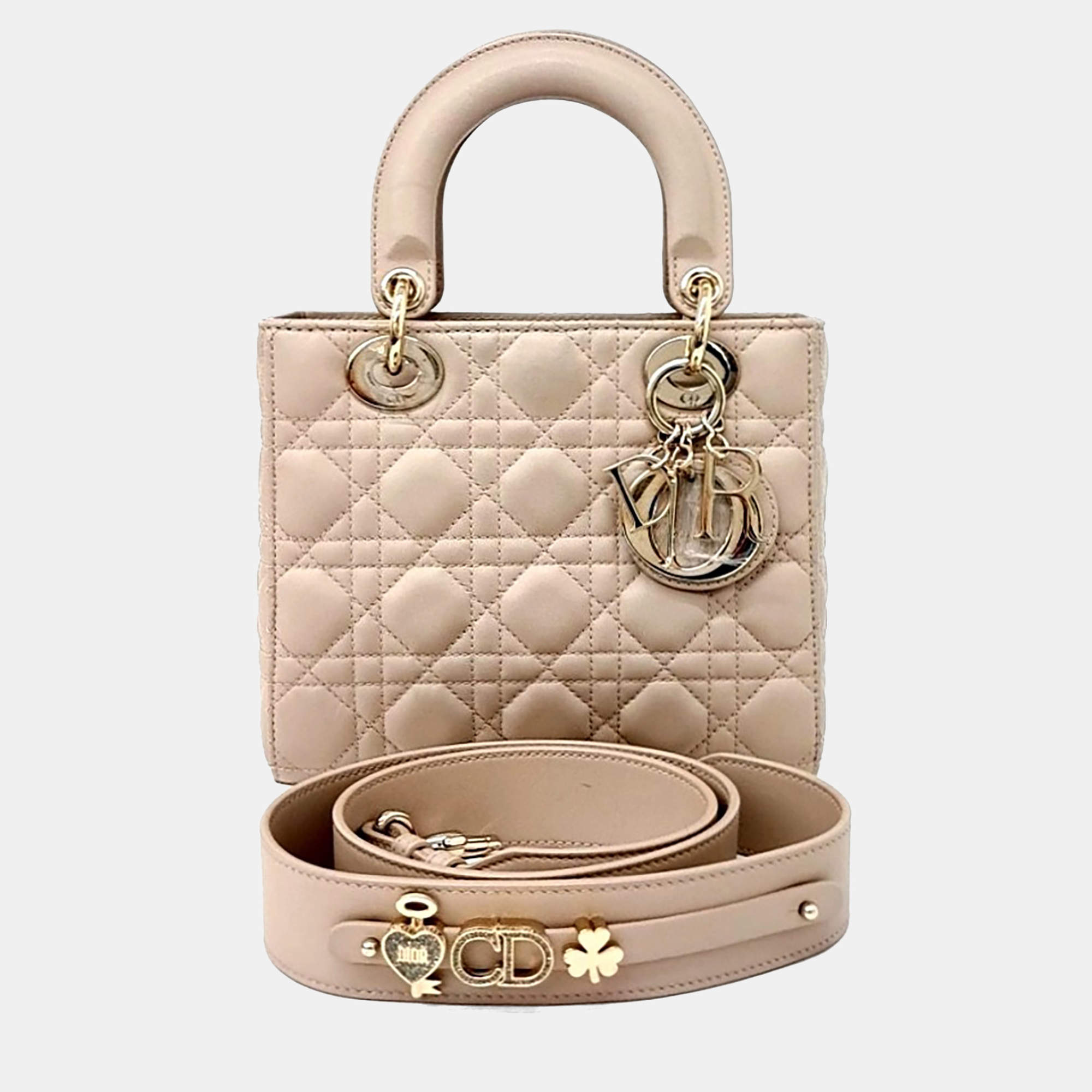 Pre Owned حقيبة ديور لايدي جلد بيج كاناج صغيرة