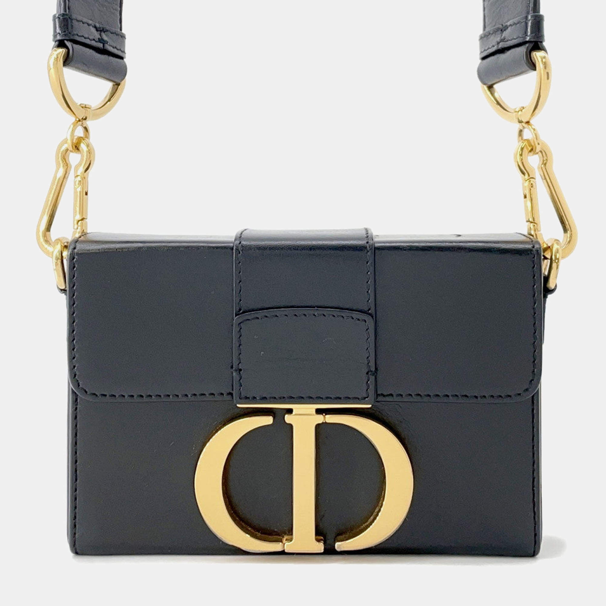 مملوكة مسبقًا Dior 30 Montaigne Montaigne Shoulder Bag Black Leather