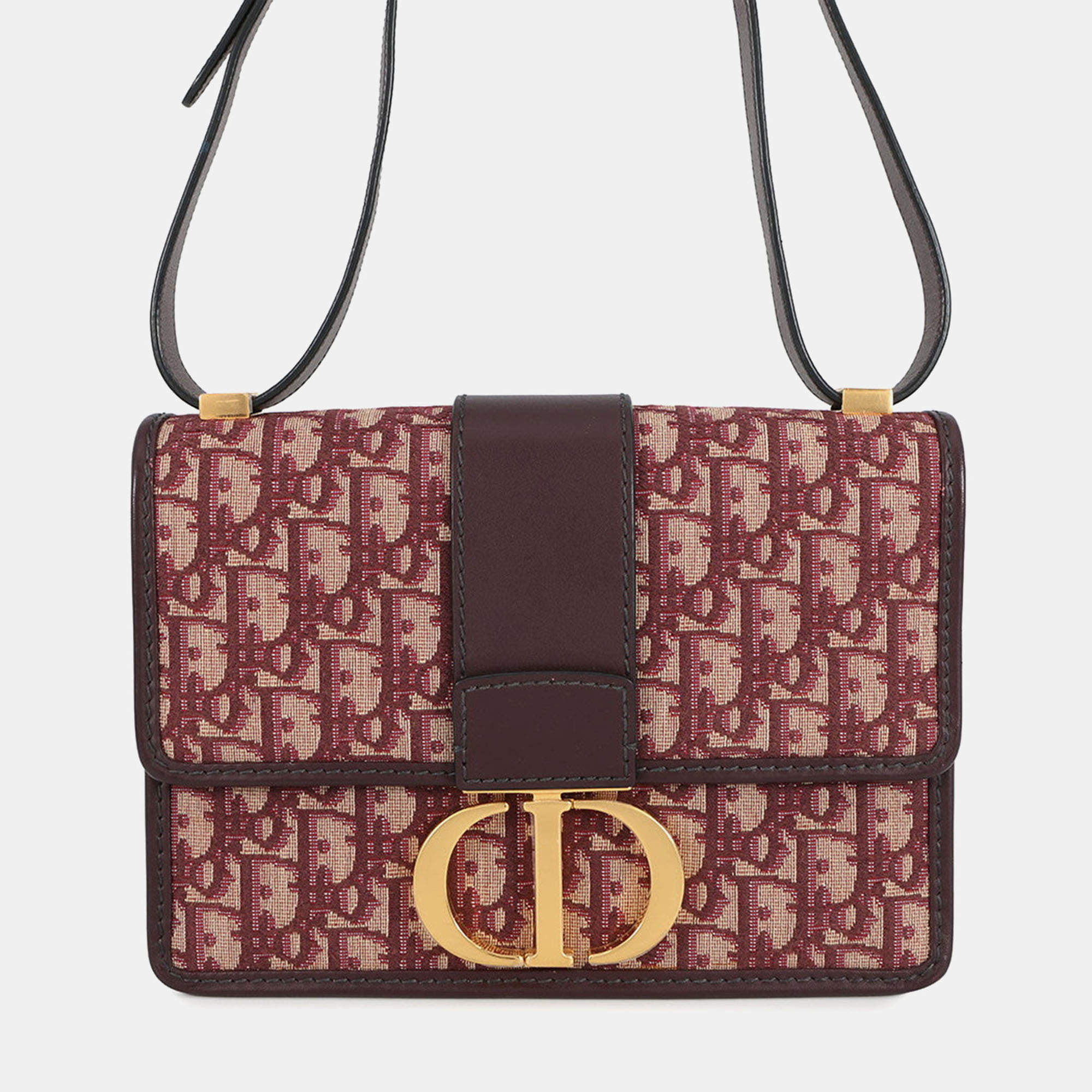 مملوكة مسبقًا Dior Oblique Montaigne Shoulder Bag Bordeaux Canvas Leather