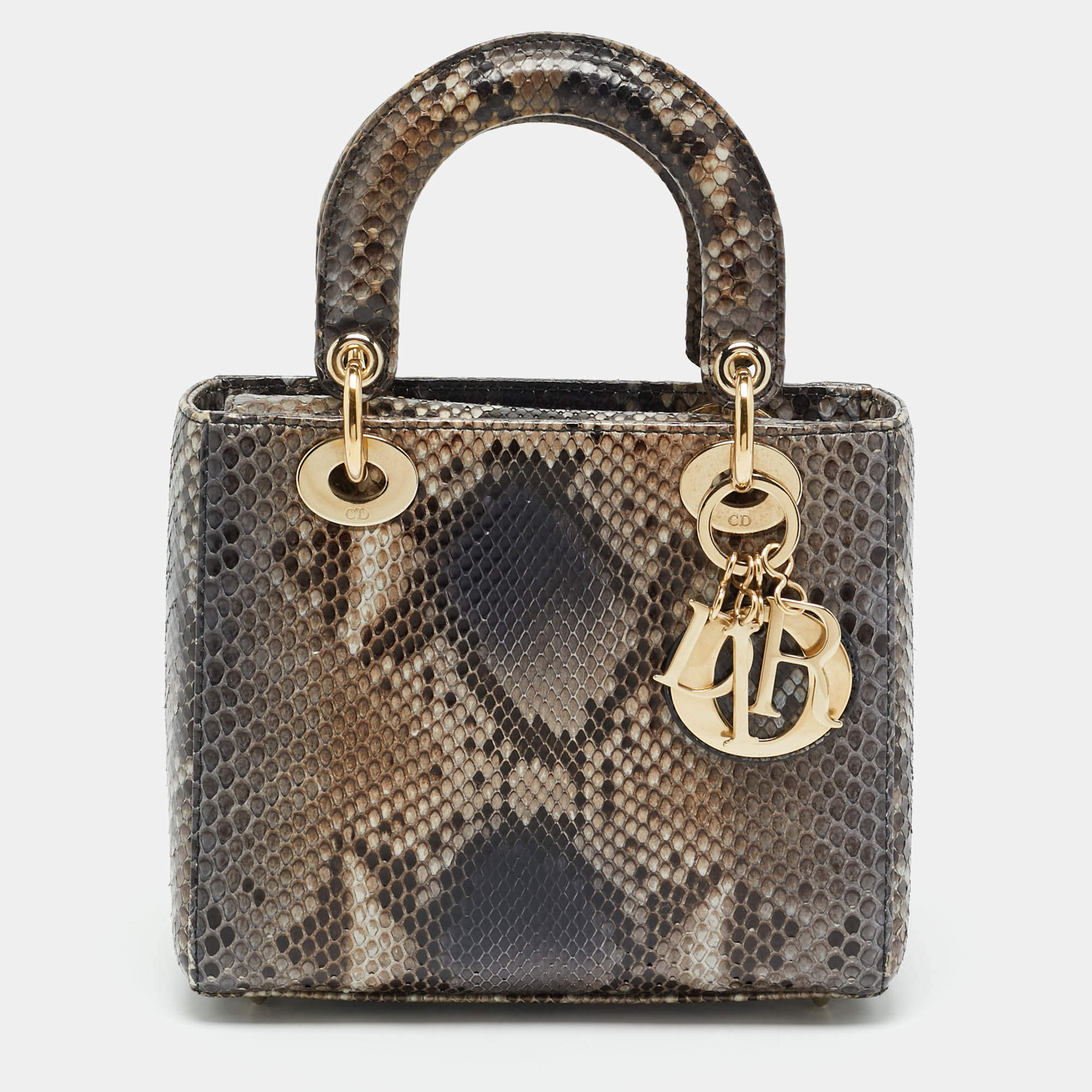 Pre Owned Dior Lady Dior Small Multicolor Python Tote