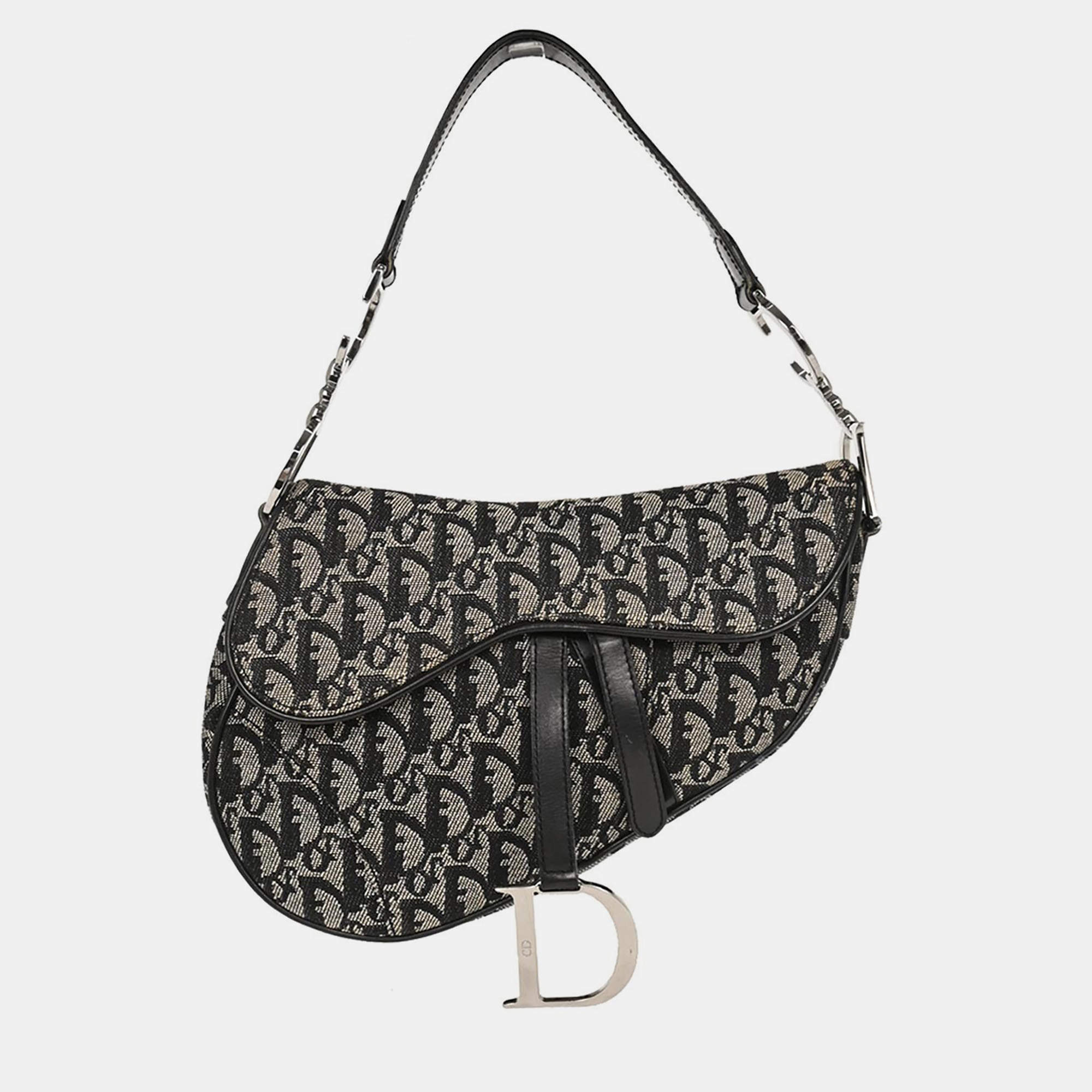 Pre Owned حقيبة سرج تروتر سوداء ديور كريستيان