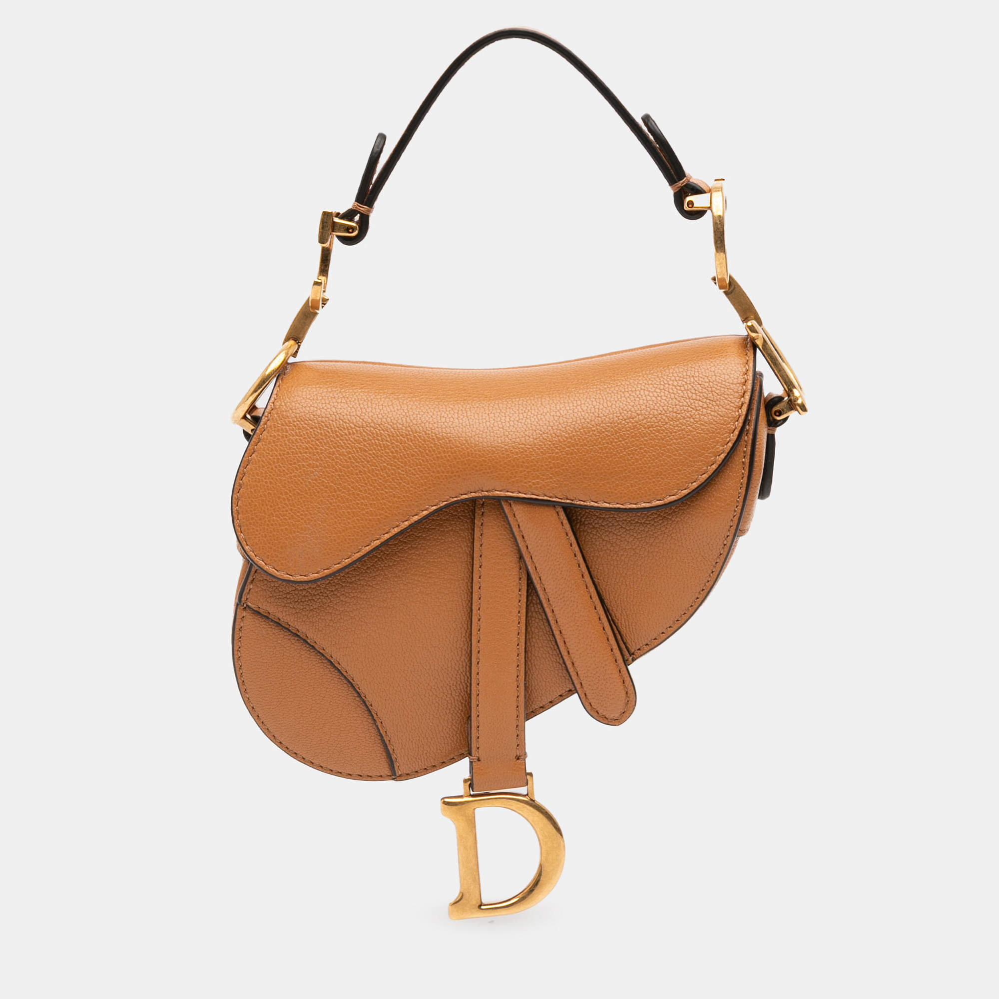 Pre Owned Dior Brown Micro Goatskin Saddle Bag