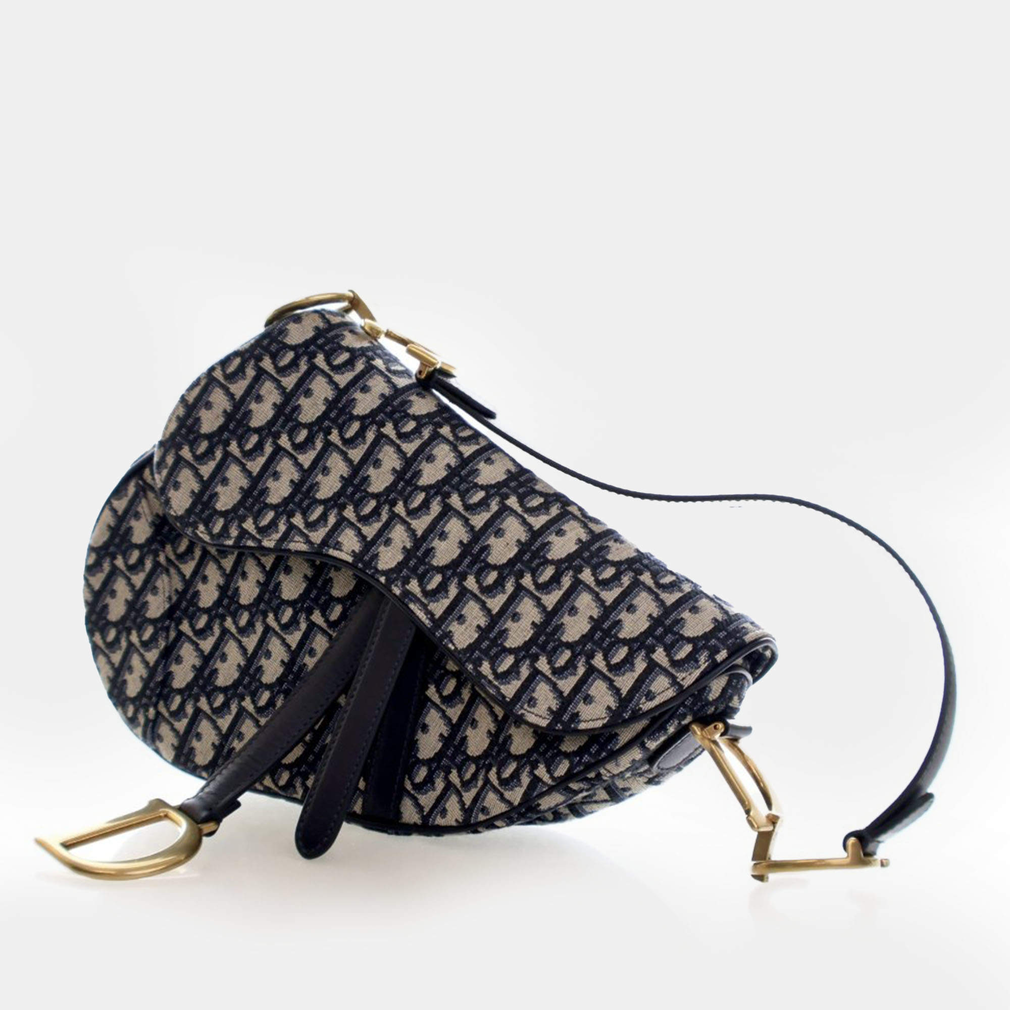 Pre Owned Dior Saddle Medium Oblique Canvas Bag