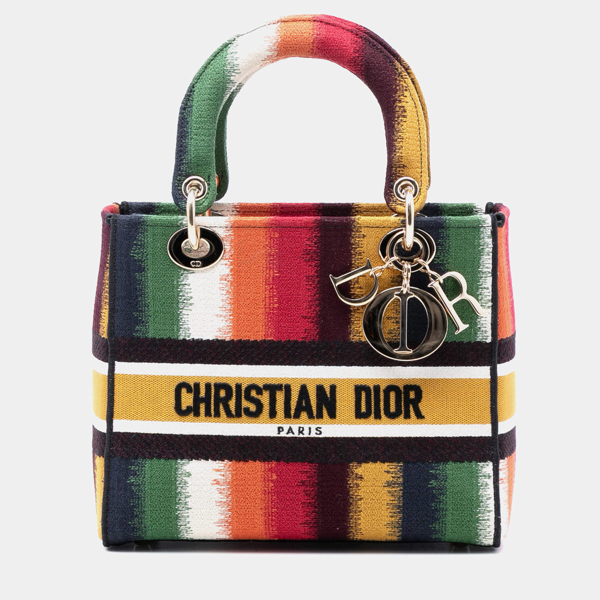 مملوكة مسبقًا Dior Multicolor Medium Embroidered Multicolor Canvas Striped Lady D Lite