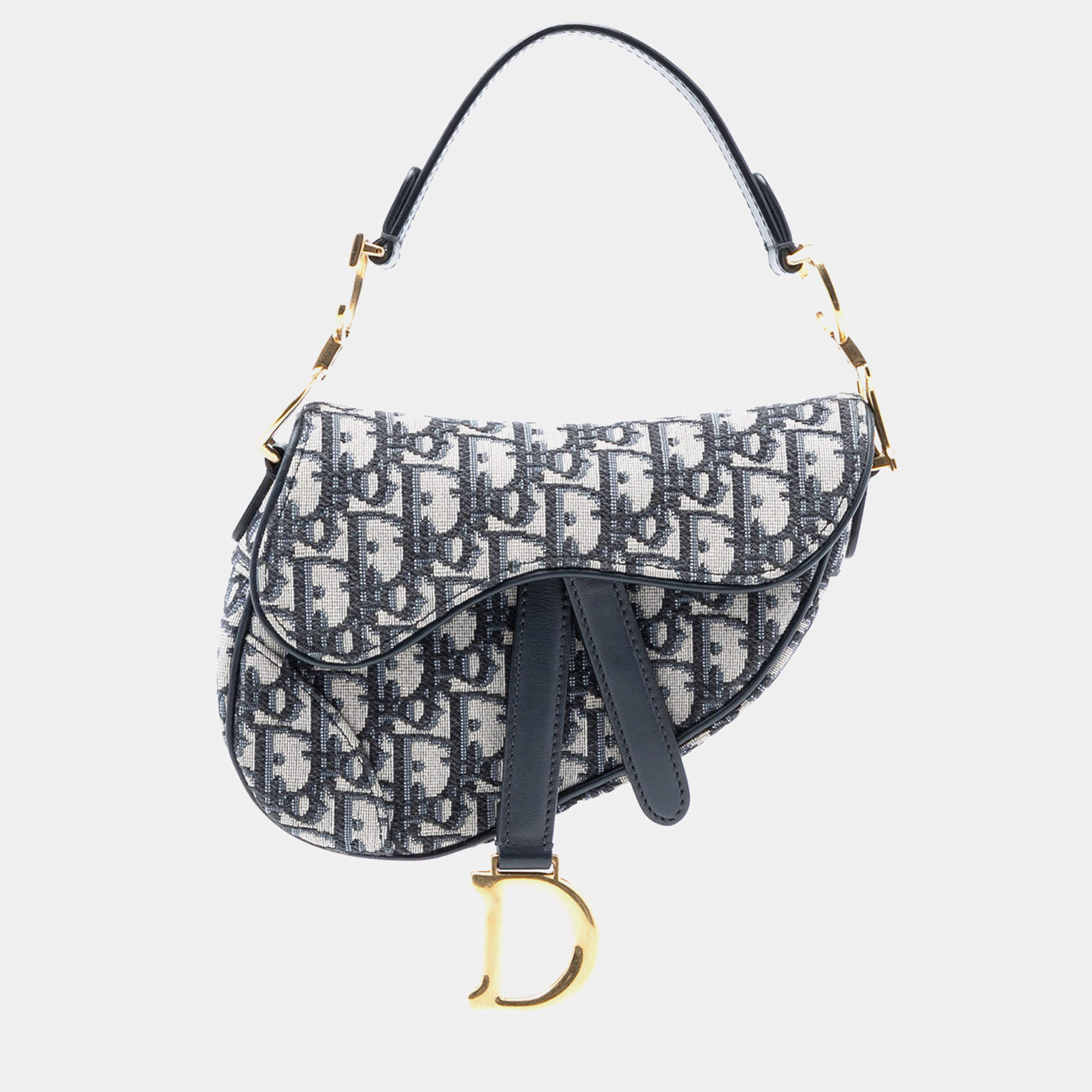 مملوكة مسبقًا Dior Blue Mini Oblique Canvas Saddle Bag