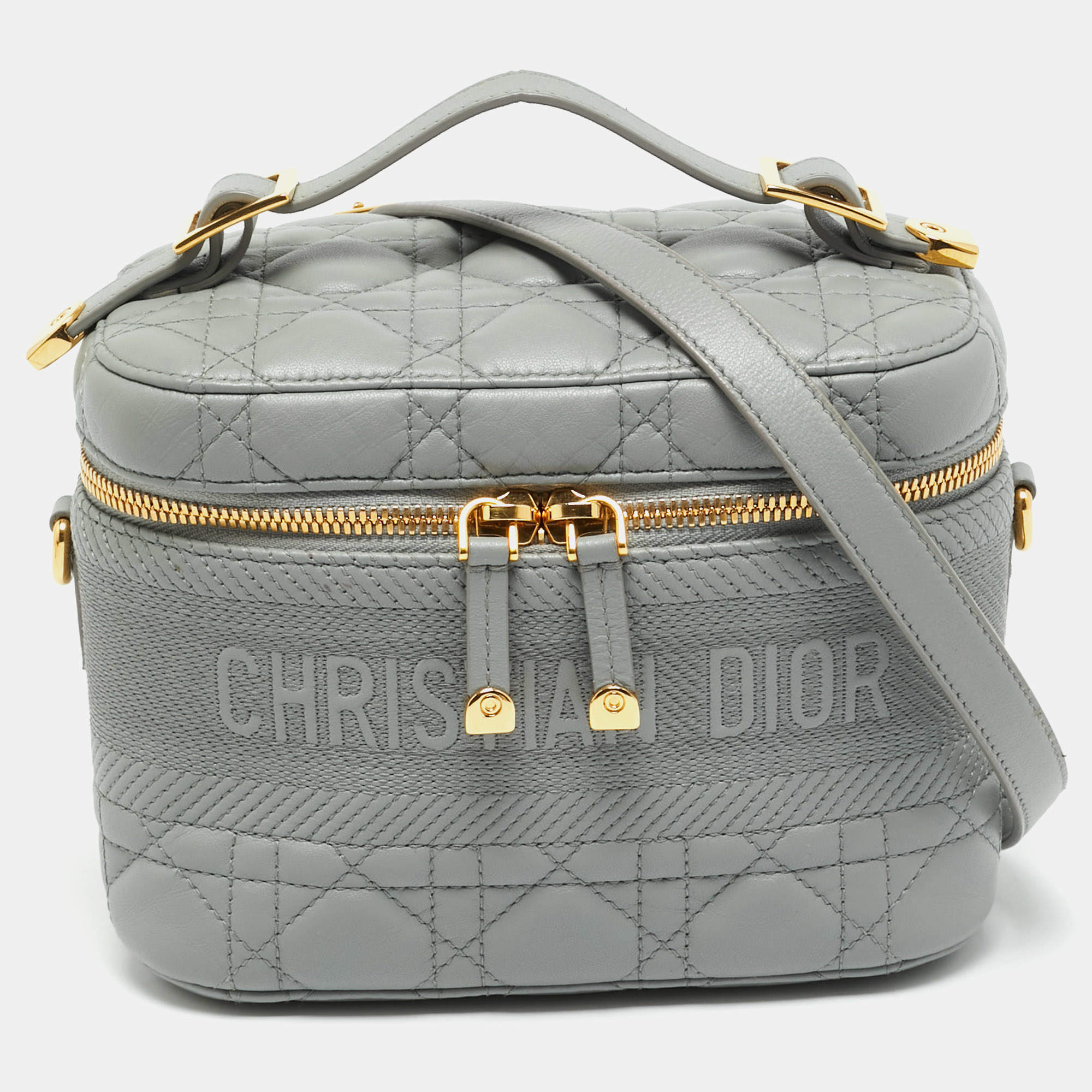 Pre Owned Dior DiorTravel Small Grey Leather Vanity Case