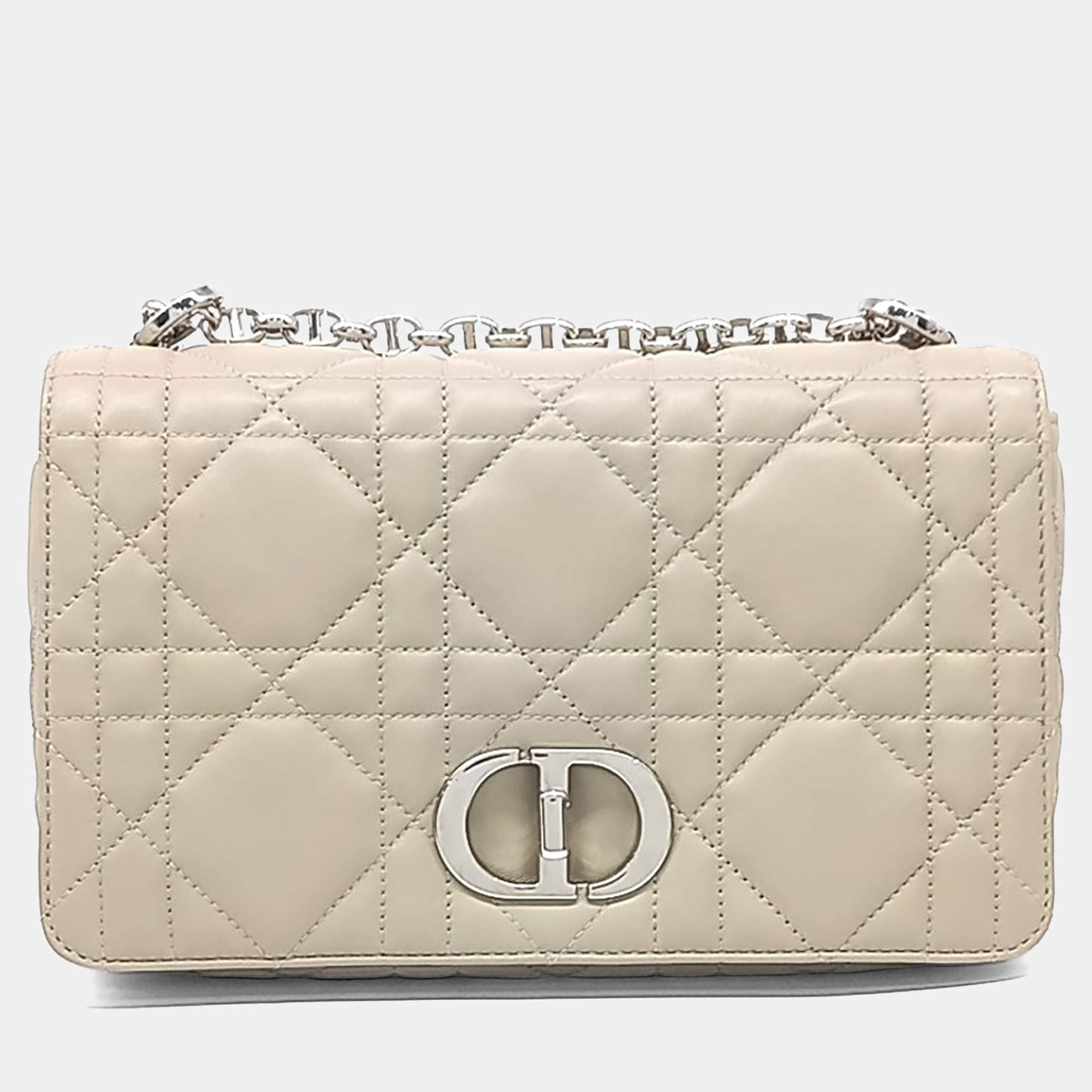 Pre Owned Dior Beige Leather Caro Bag Medium