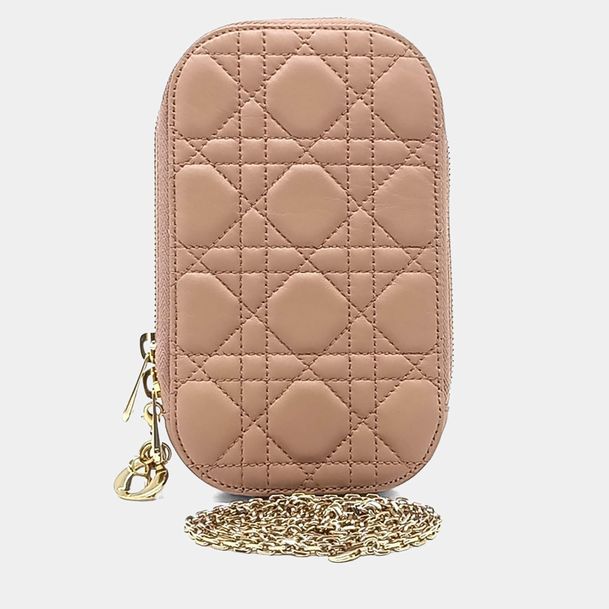 Pre Owned حقيبة كروس بودي حامل هاتف جلدي وردي ديور