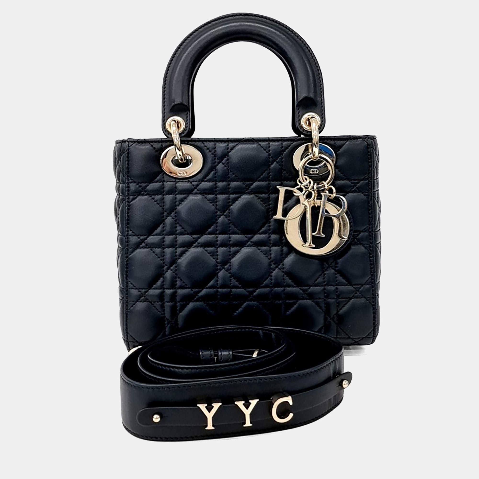 Pre Owned Dior Black Leather Lady Bag Small