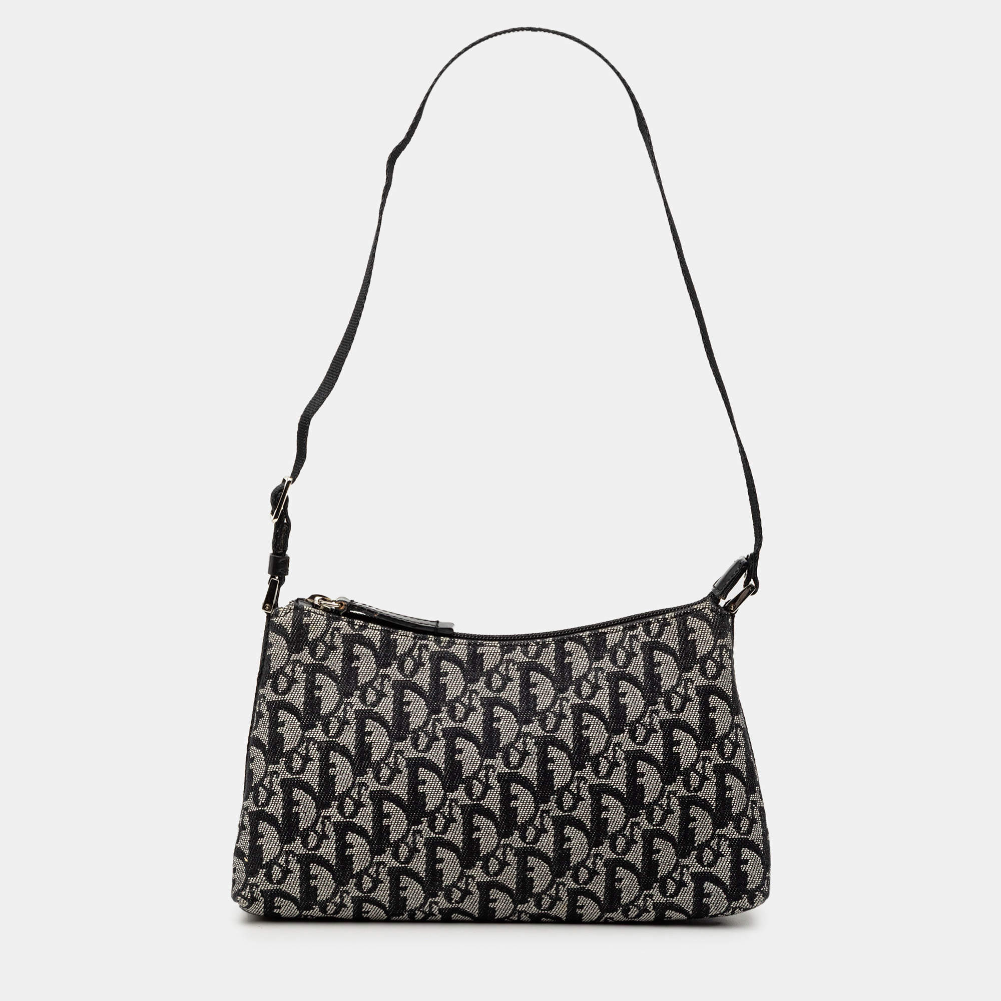 Pre Owned Dior Black Diorissimo Trotter Canvas Shoulder Bag