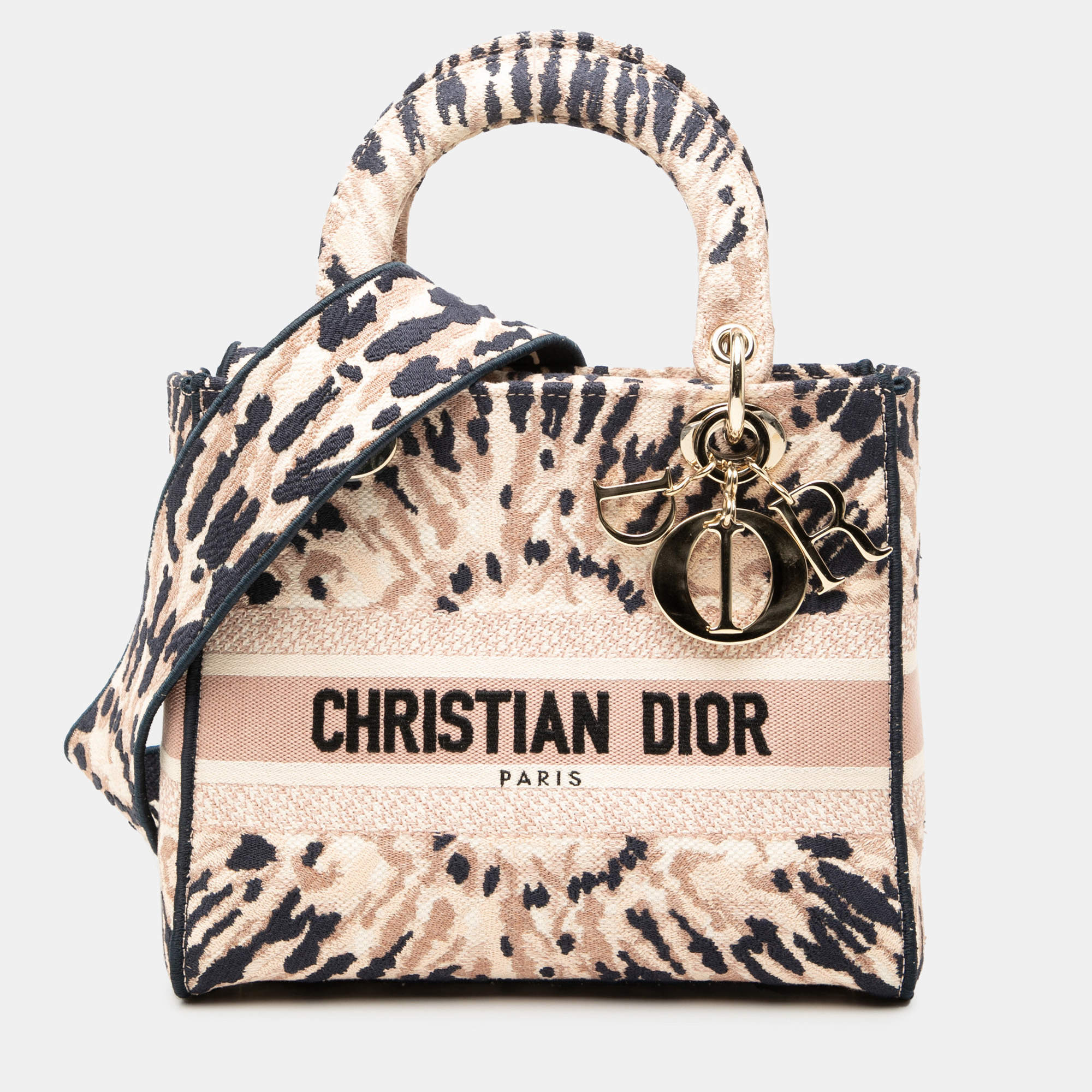 Pre Owned Dior Pink Medium Embroidered Canvas Tie Dye Lady D Lite