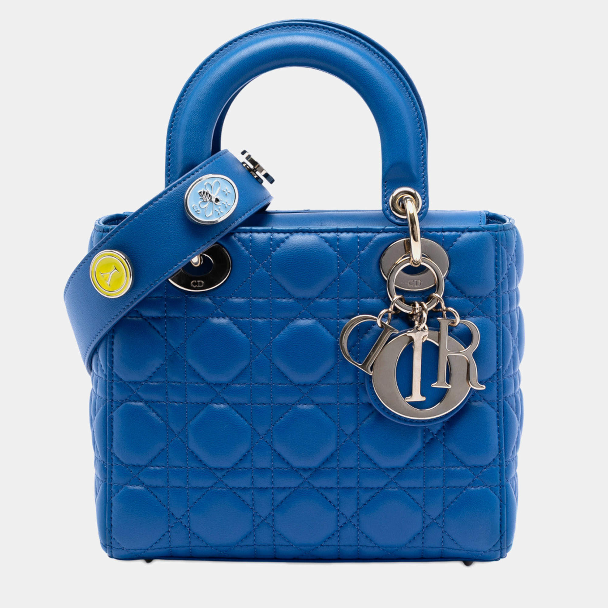 Pre Owned حقيبة ديور ليدي ديور ماي إيه بي سي ديور كاناج جلد حمل صغير أزرق