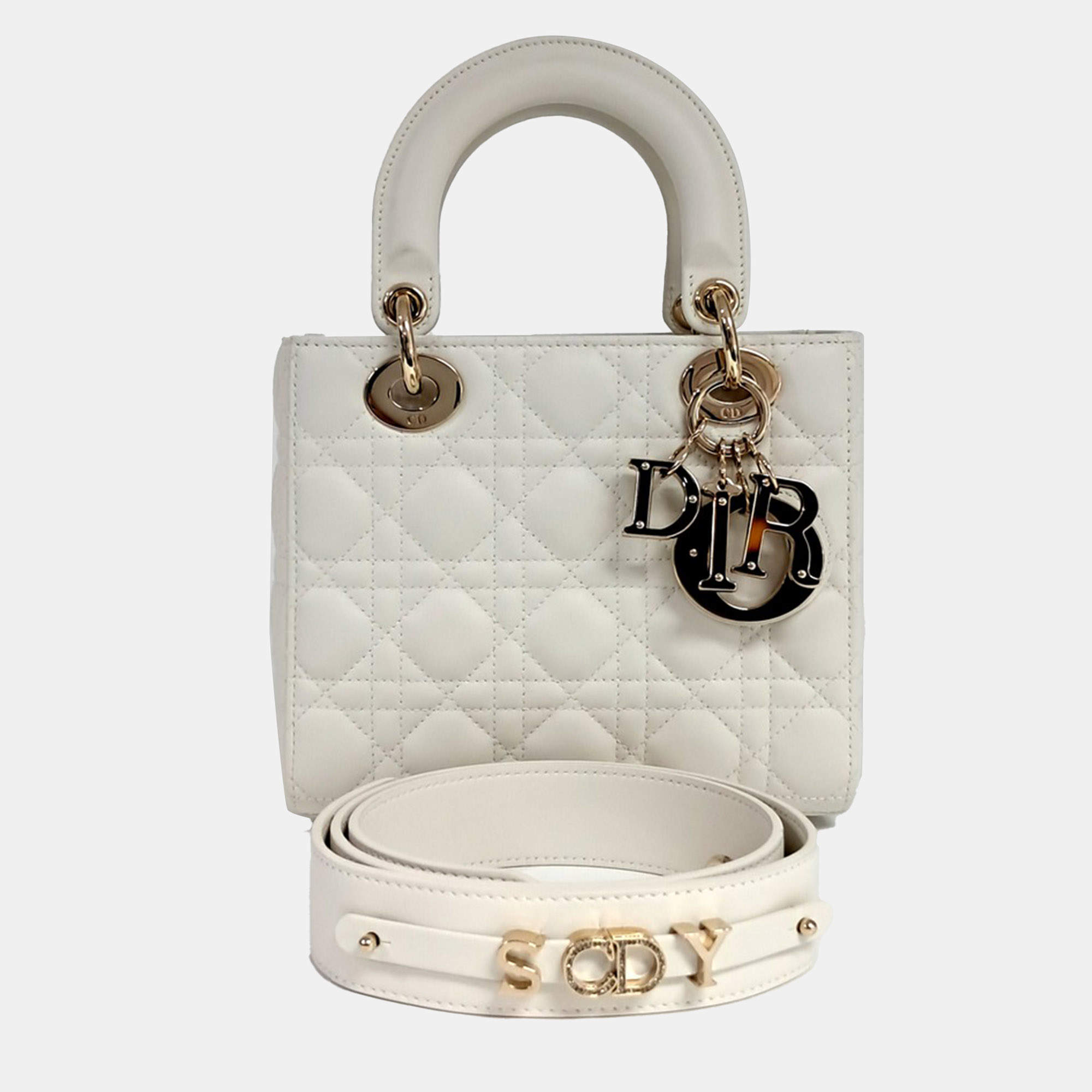 Pre Owned Dior White Leather Lady Bag Small