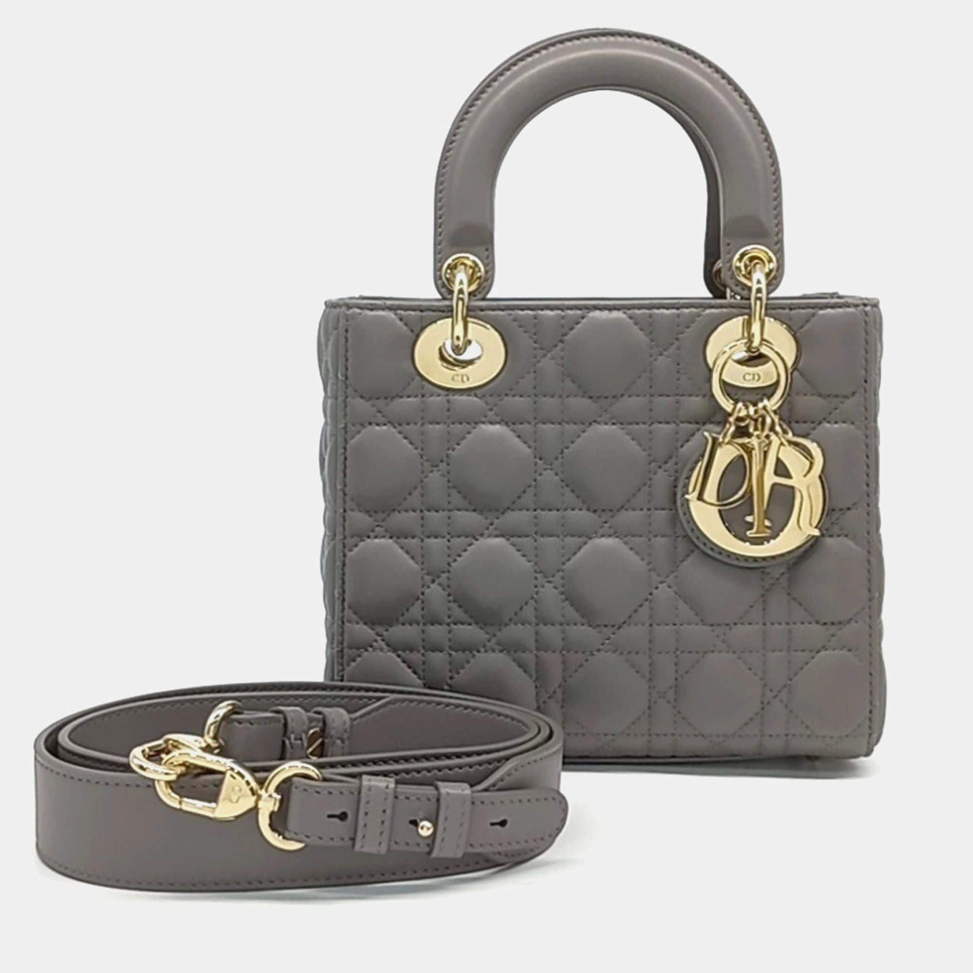 مملوكة مسبقًا Christian Dior Cannage Lady Bag Grey Leather Small