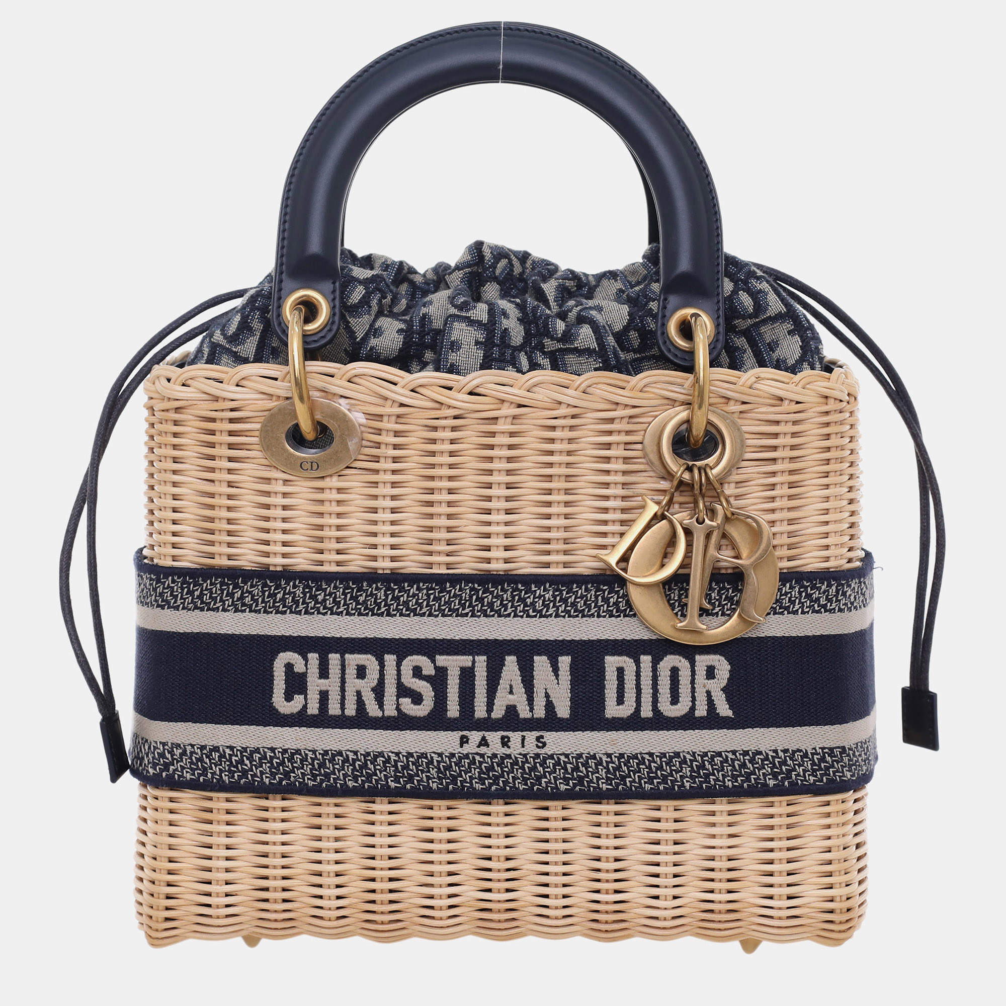 Pre Owned Medium Lady Dior Oblique Wicker Bag
