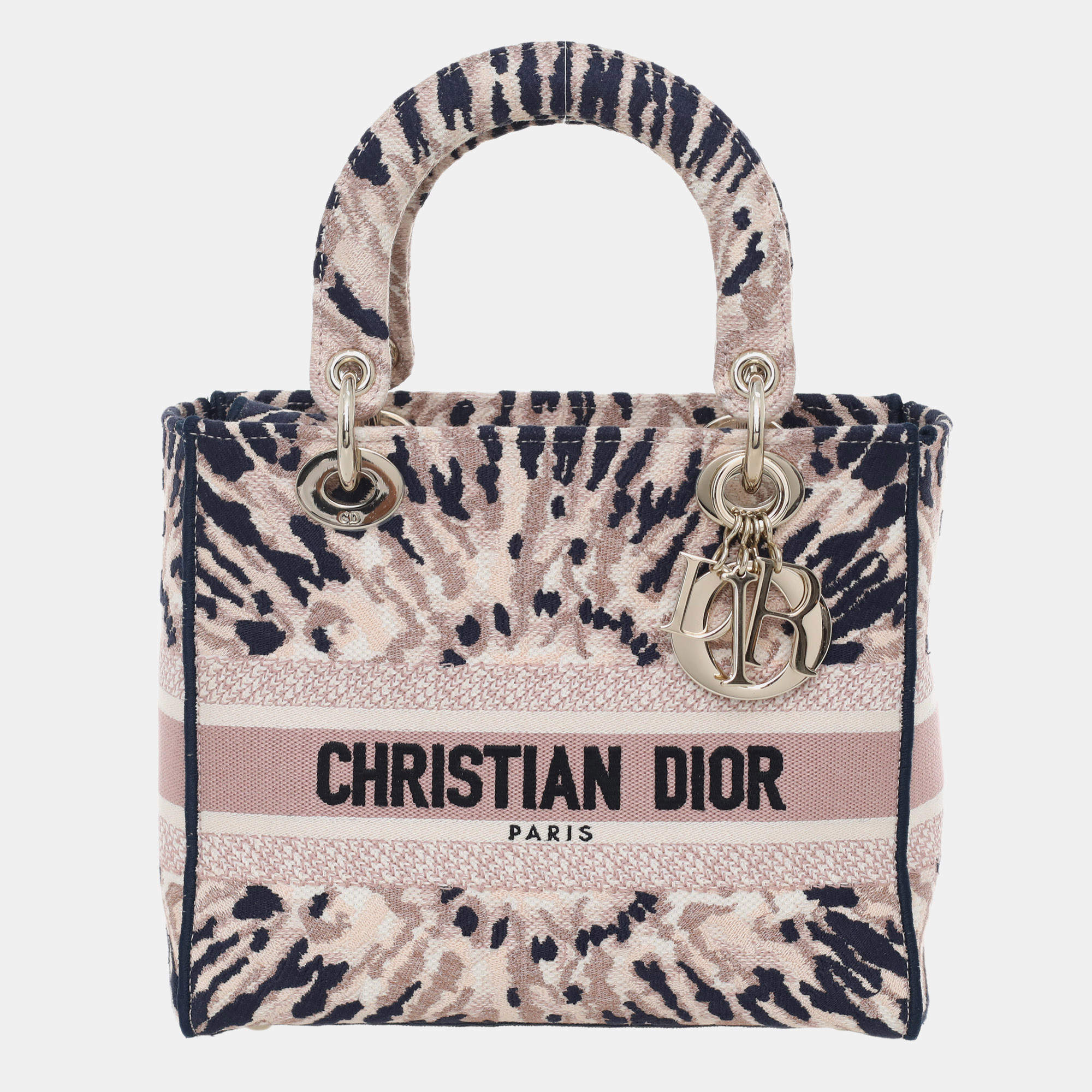 Pre Owned Dior Medium Tie Dye Embroidery Canvas Lady D-Lite Bag