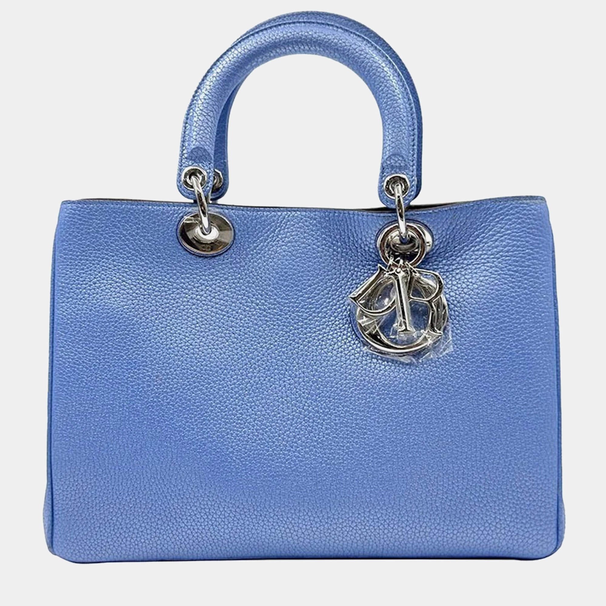 مملوكة مسبقًا Christian Dior Diorissimo Medium Blue Grained Calfskin Leather Tote Bag