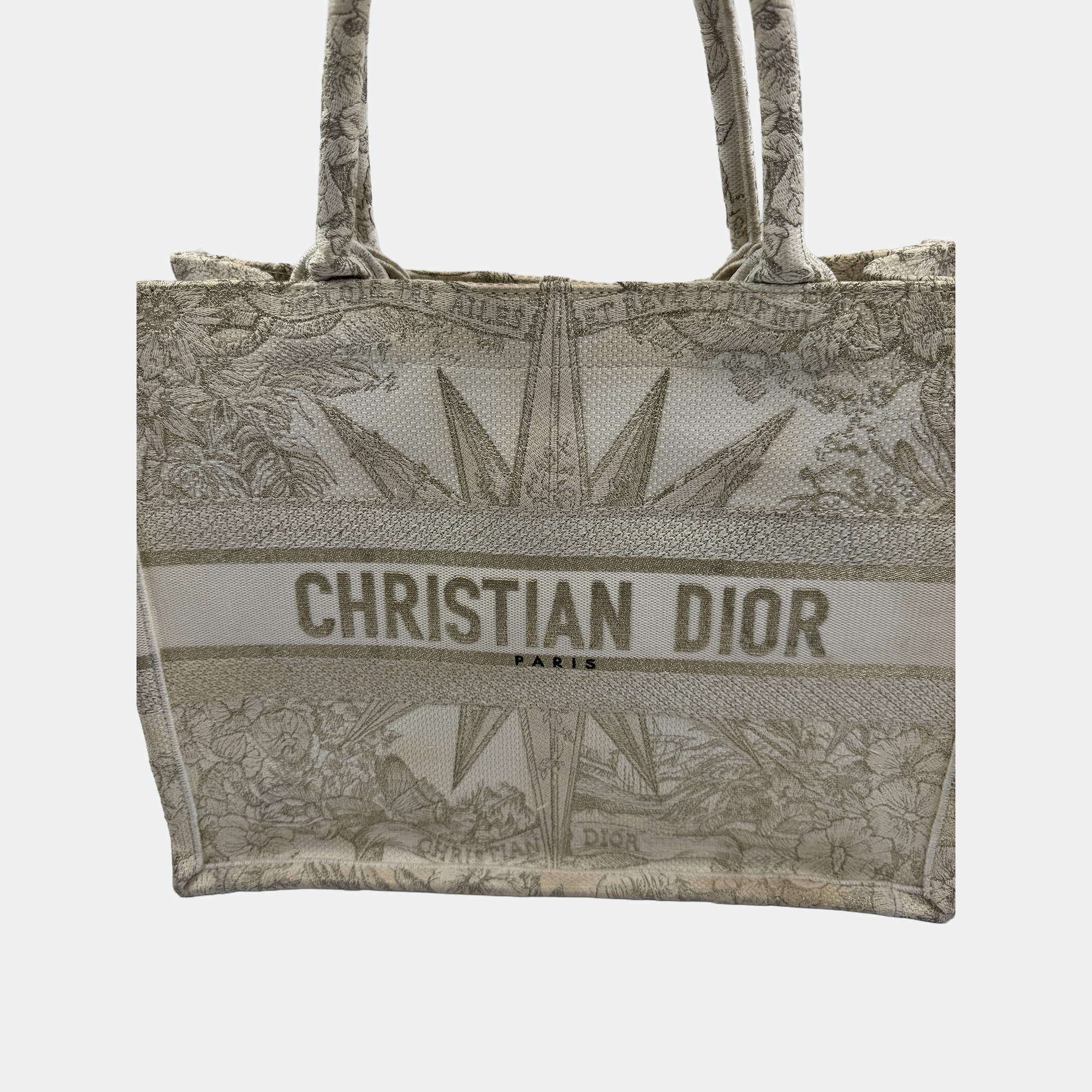 مملوكة مسبقًا Dior Medium Tote Bag In White And Beige Canvas