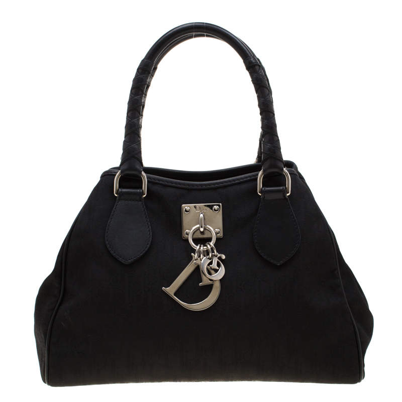 مملوكة مسبقًا Dior Black Diorissimo Canvas Charming Satchel