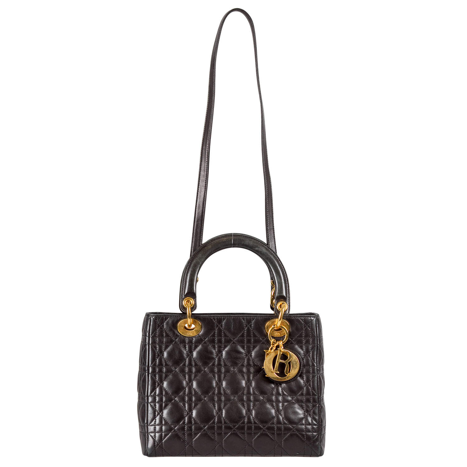 Dior Black Leather Medium Lady Dior Tote