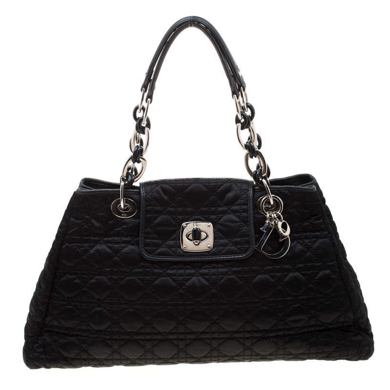 مملوكة مسبقًا Dior Black Cannage Nylon Charming Lock Satchel