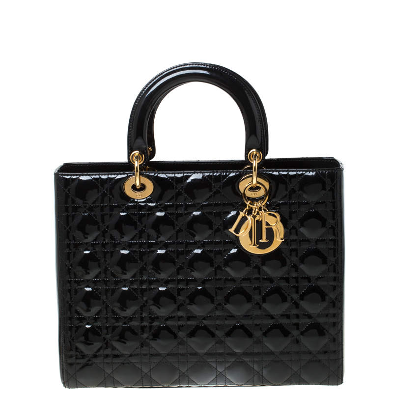 lady dior black patent leather